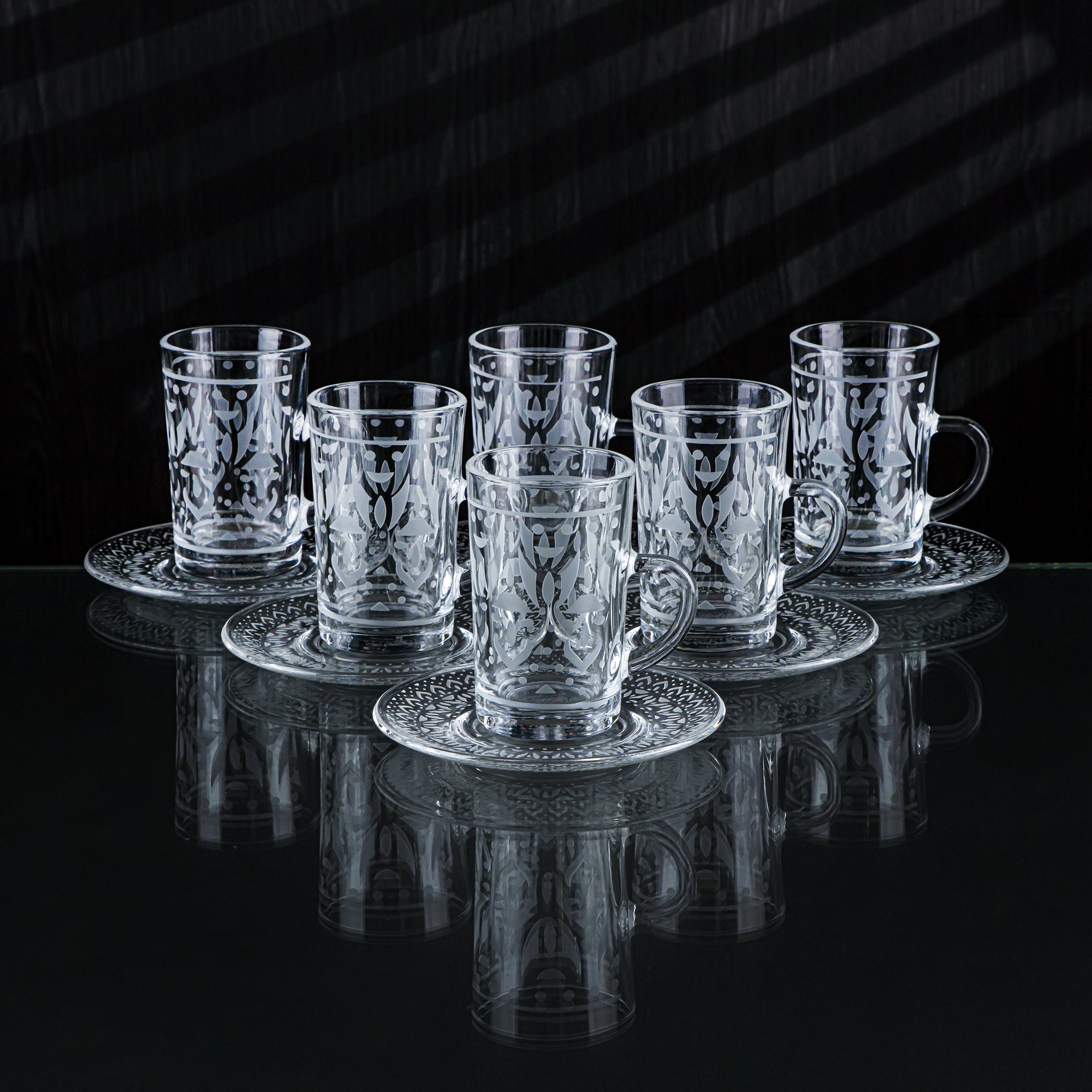 Almarjan 6 Pieces Folk Collection Glass Tea Cup - GLS2630002