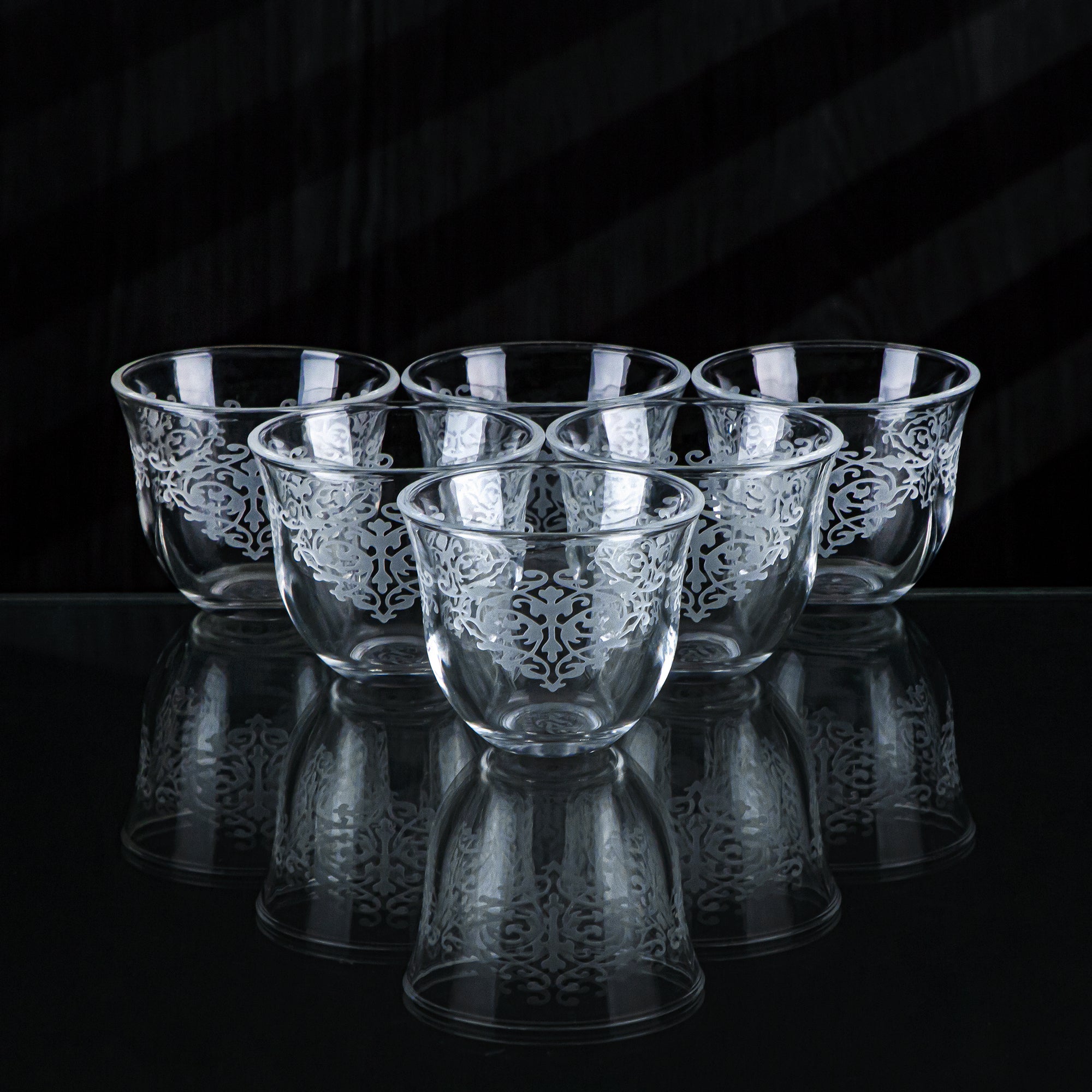 Almarjan 6 Pieces Arch Collection Glass Cawa Cup - GLS2630004