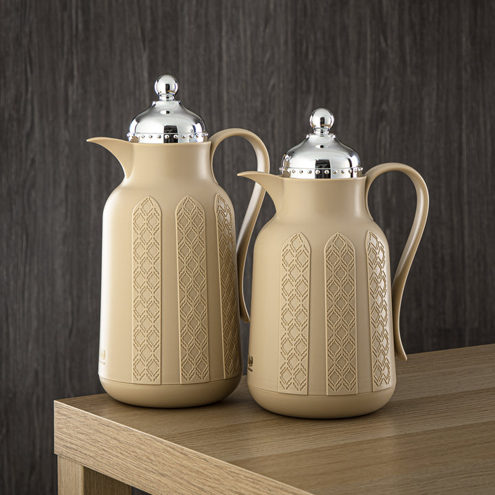 Almarjan 2 Pieces Vacuum Flask Set Beige & Silver - GT110-070/100 BG/C