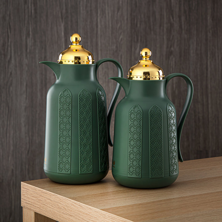 Almarjan 2 Pieces Vacuum Flask Set Sage Green & Gold - GT110-070/100 NGR/G