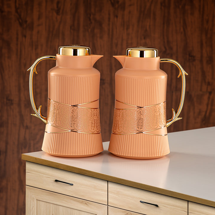 Almarjan 2 Pieces Vacuum Flask Set Peach & Gold - GT112AB-100 NAP/G