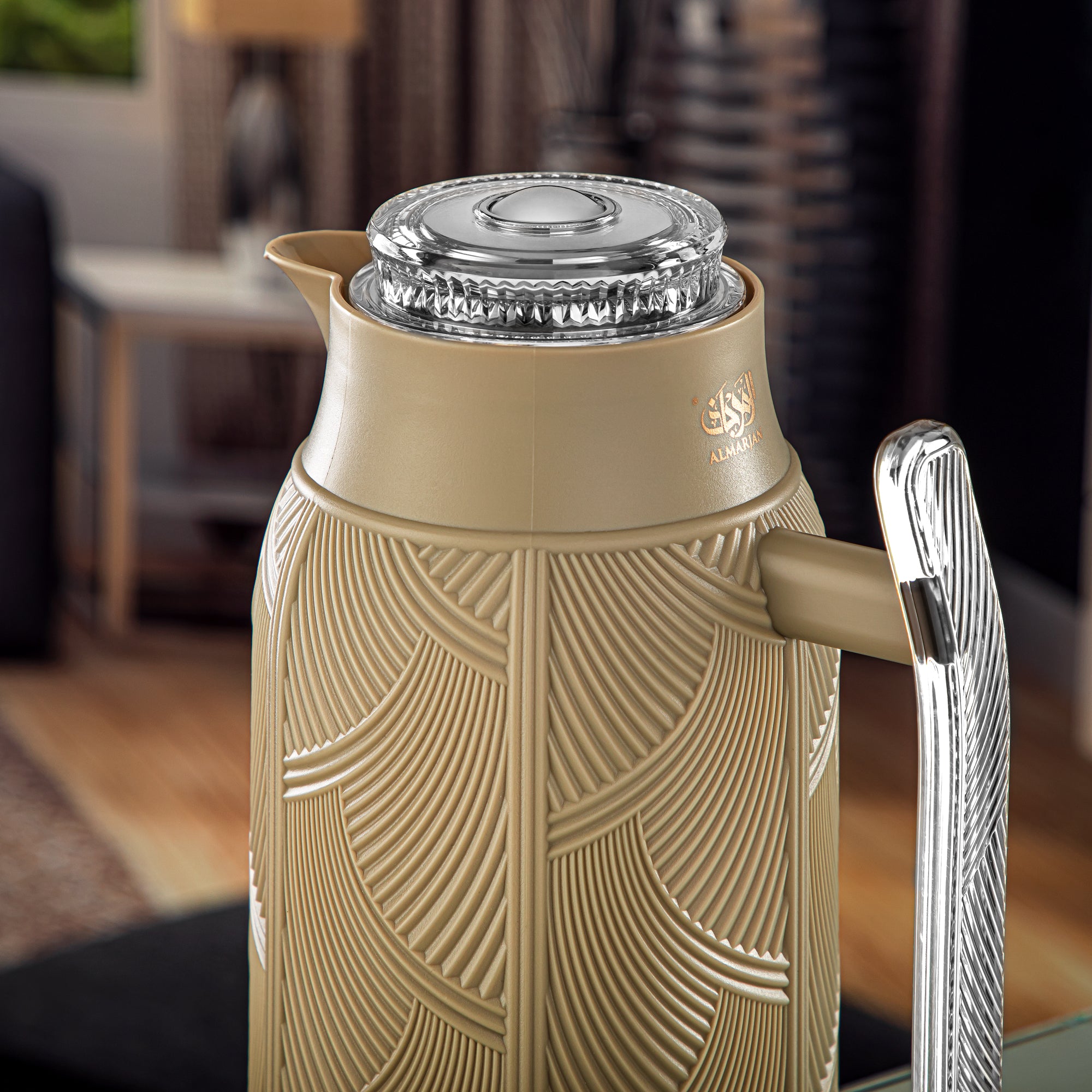 Almarjan 1 Liter Vacuum Flask Khaki & Silver - GT113-100 NRM/C