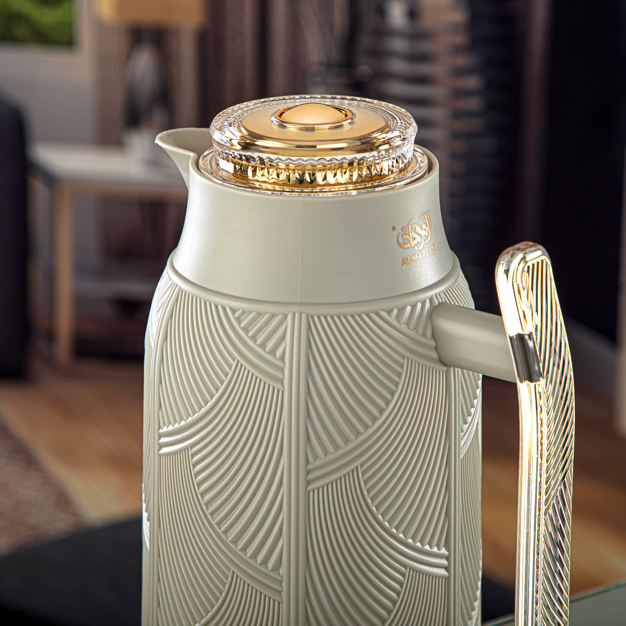 Almarjan 1 Liter Vacuum Flask Stone & Gold - GT113-100 SG/G