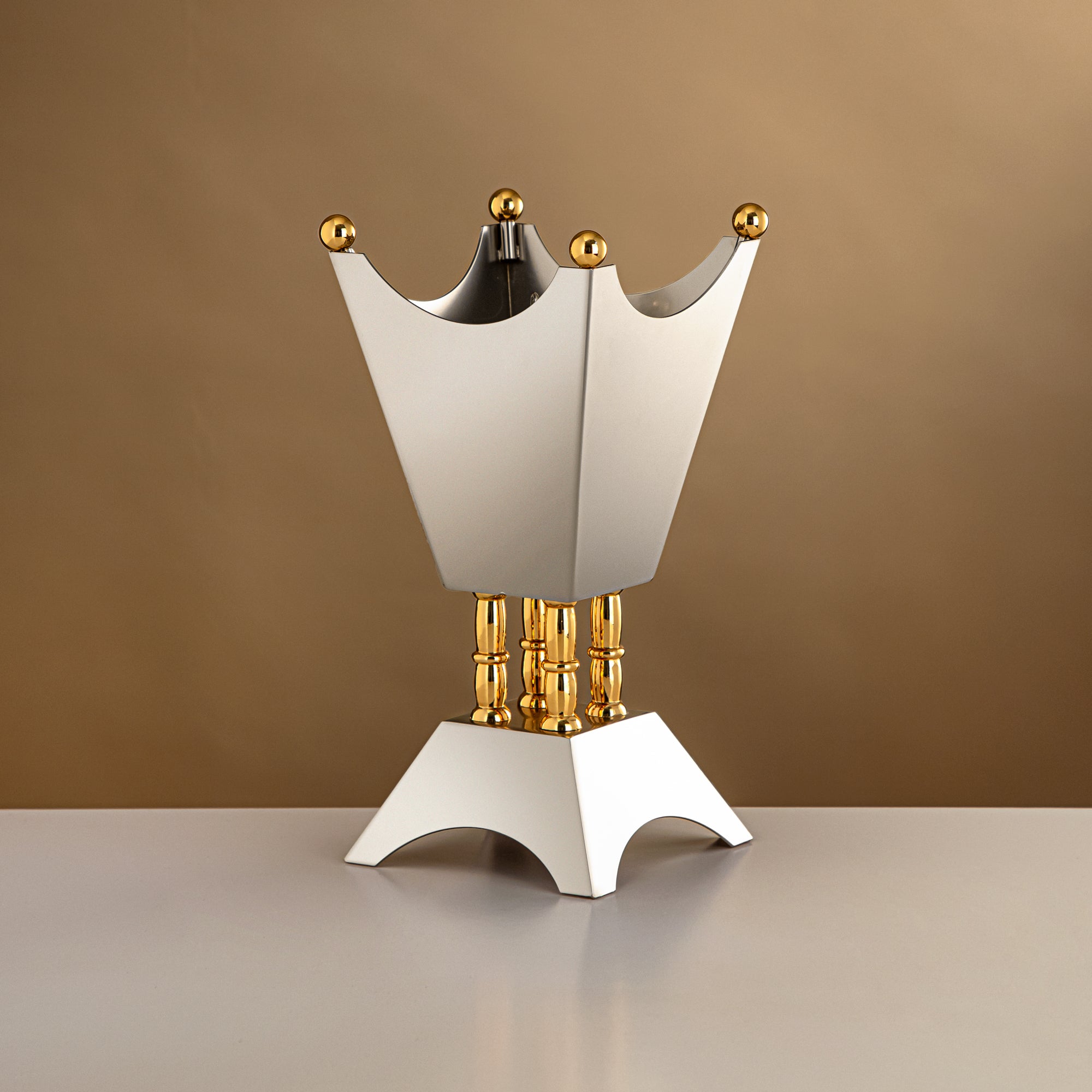 Almarjan 25 CM Incense Burner Matte Nickel & Gold - HT2506053