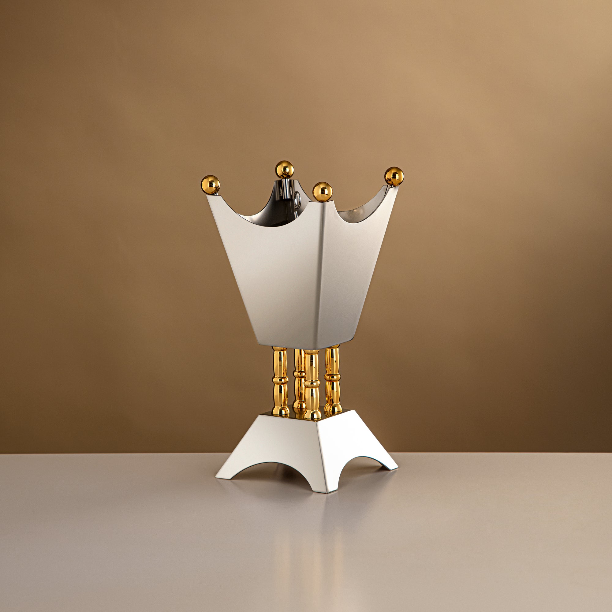 Almarjan 22 CM Incense Burner Matte Nickel & Gold - HT2506054