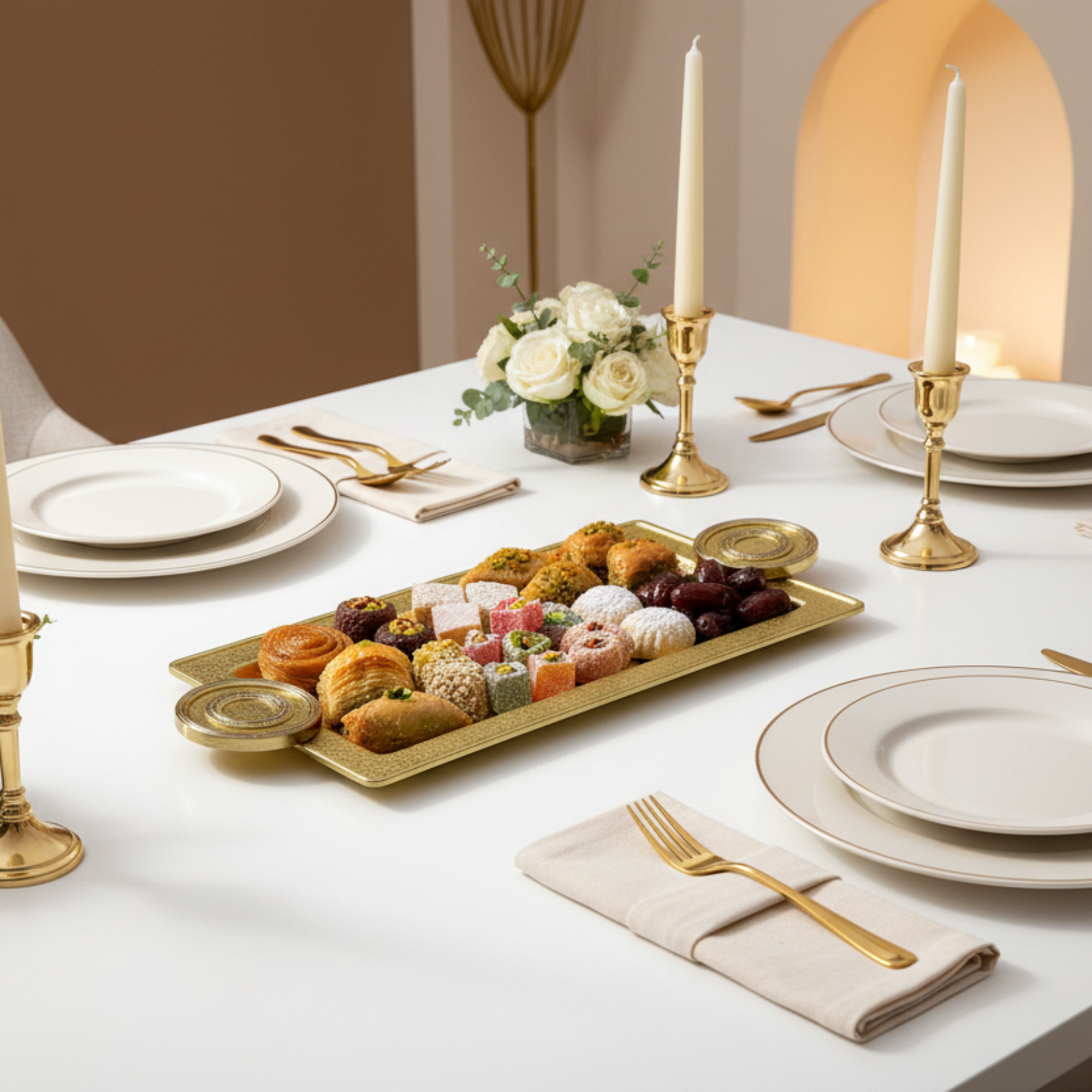 صينية تقديم المرجان 50 سم نحاس بتأثير التشقق