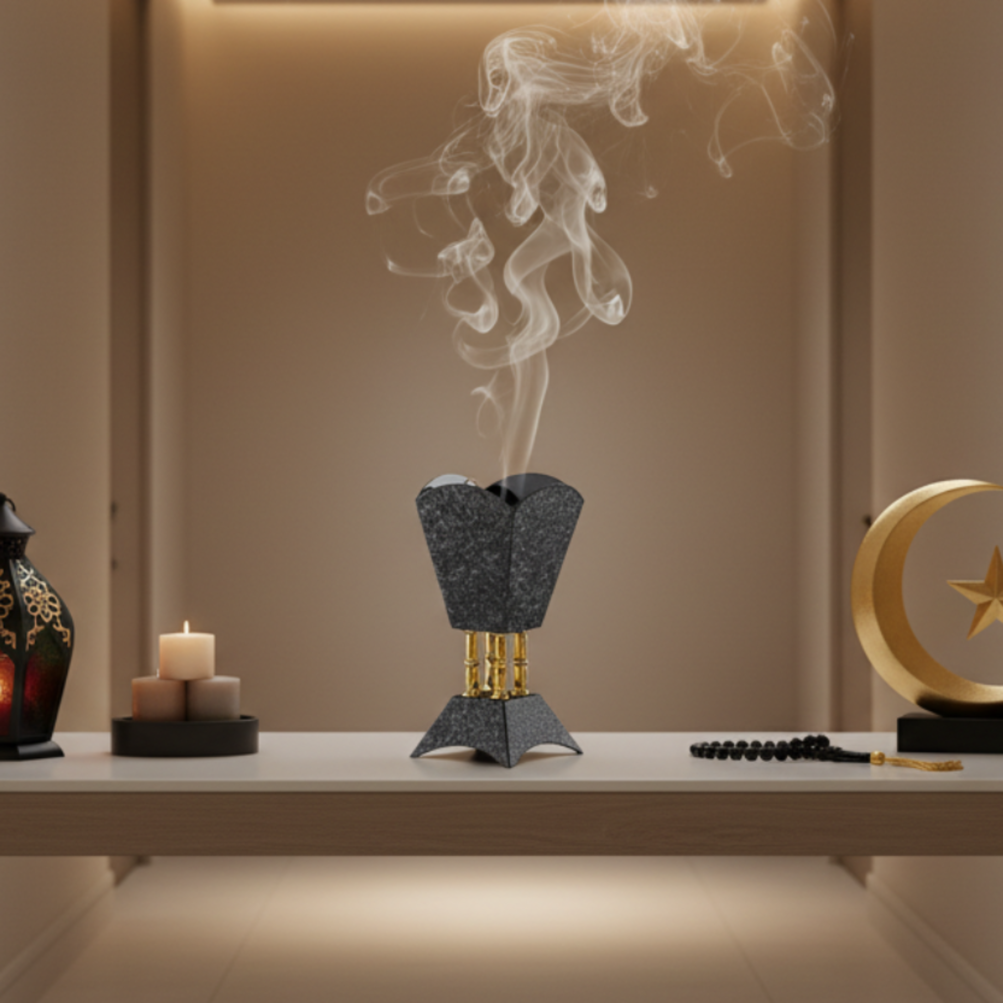 مبخرة المرجان باللونين الأسود والذهبي 20.5 سم