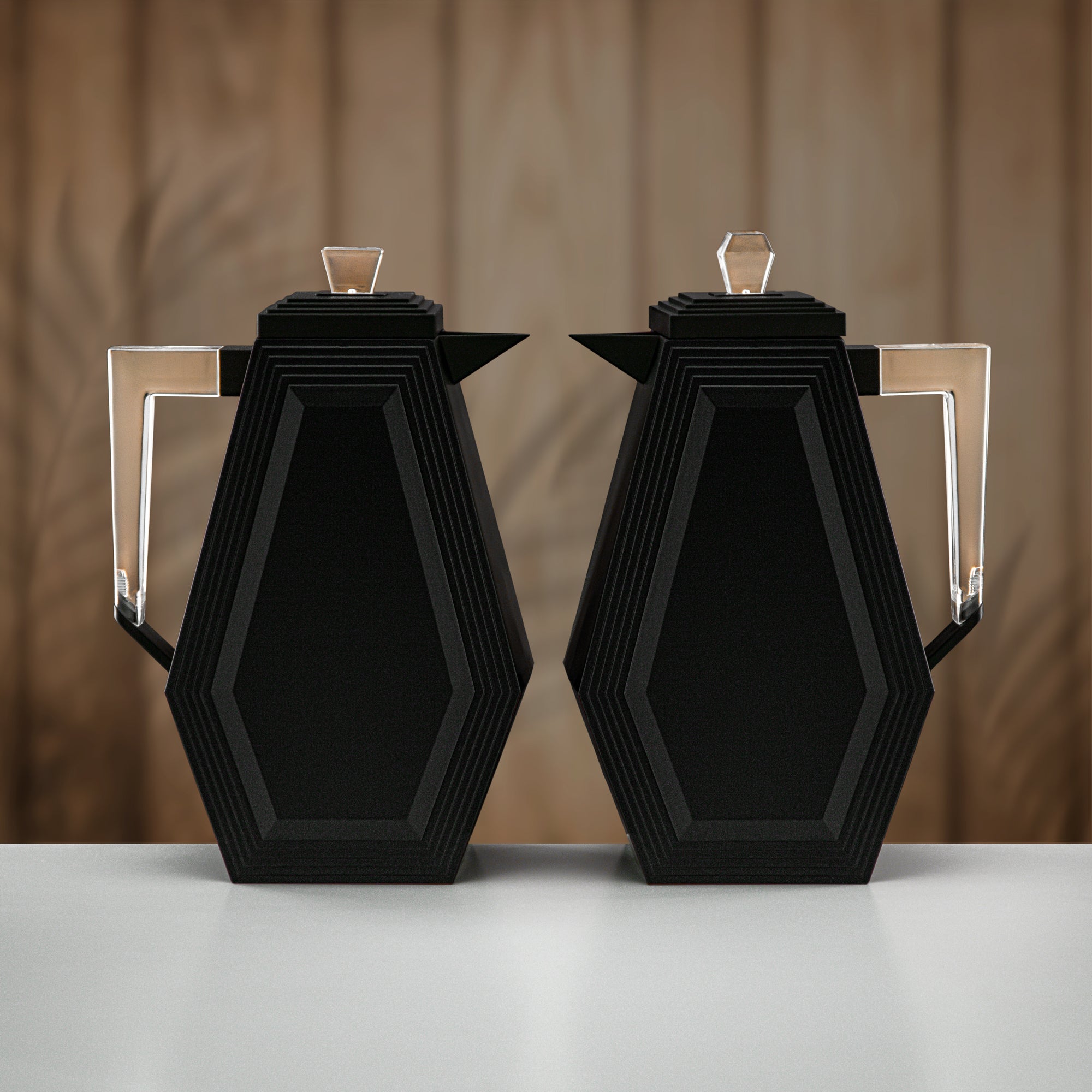 Almarjan Vacuum Flask Set 0.7L + 0.7L Matt Black & Transparent