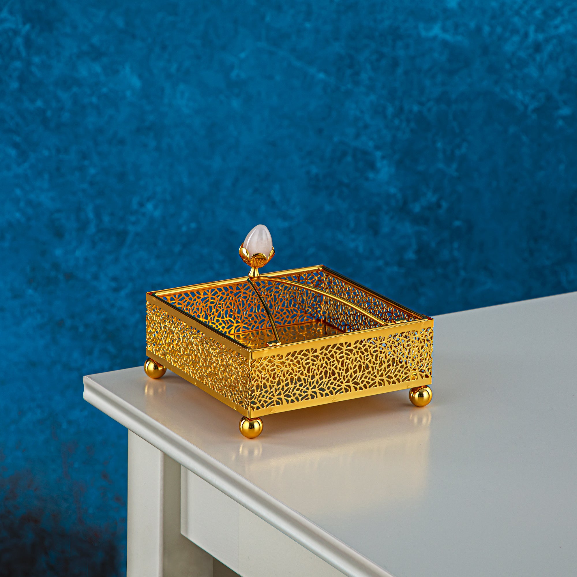 Almarjan Square Napkin Holder 14 CM Gold - KMT0413-G