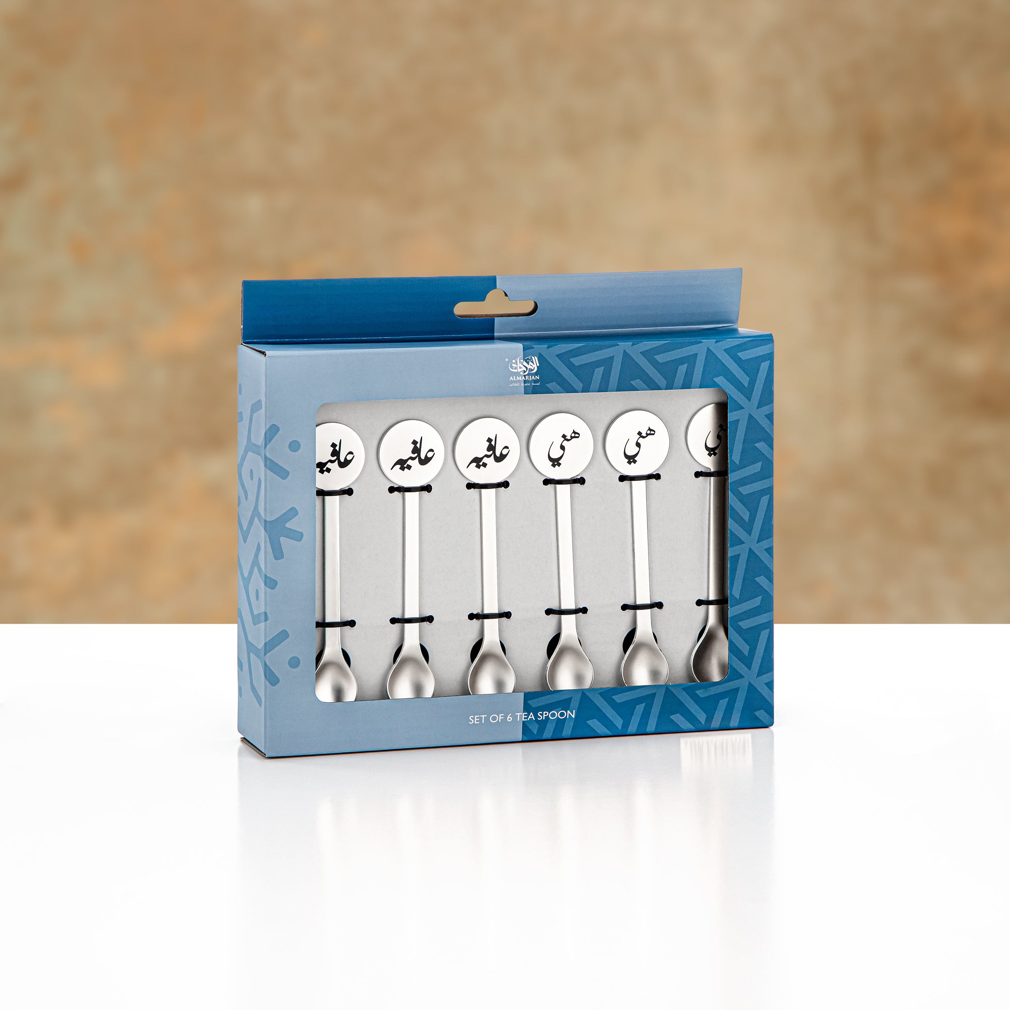 طقم ملاعق شاي المرجان، 6 قطع، فضي غير لامع