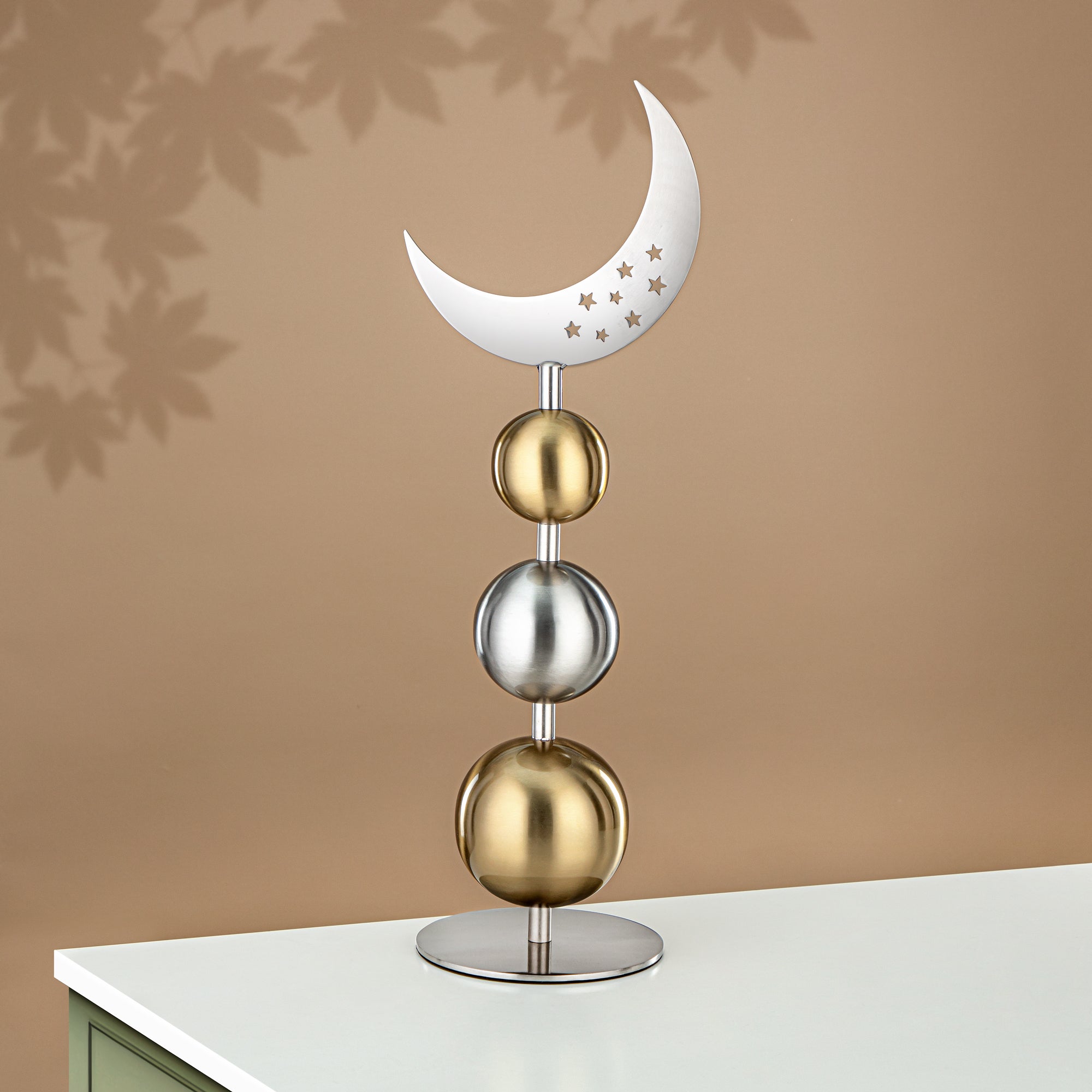 زينة طاولة المجران ستانلس ستيل، 49 سم، فضي مطفي وذهبي (MD-3012) - زينة رمضان