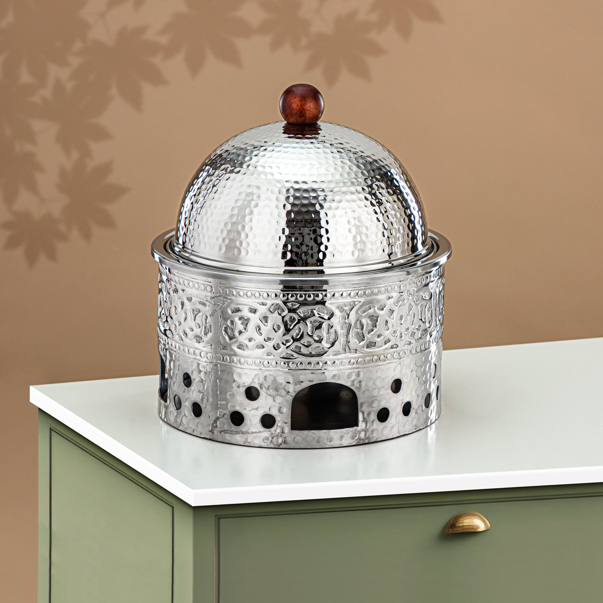 Almarjan Chafing Dish Stainless Steel, 25CM (2 Liters), Silver (MD-3041 B) - Stylish Serveware