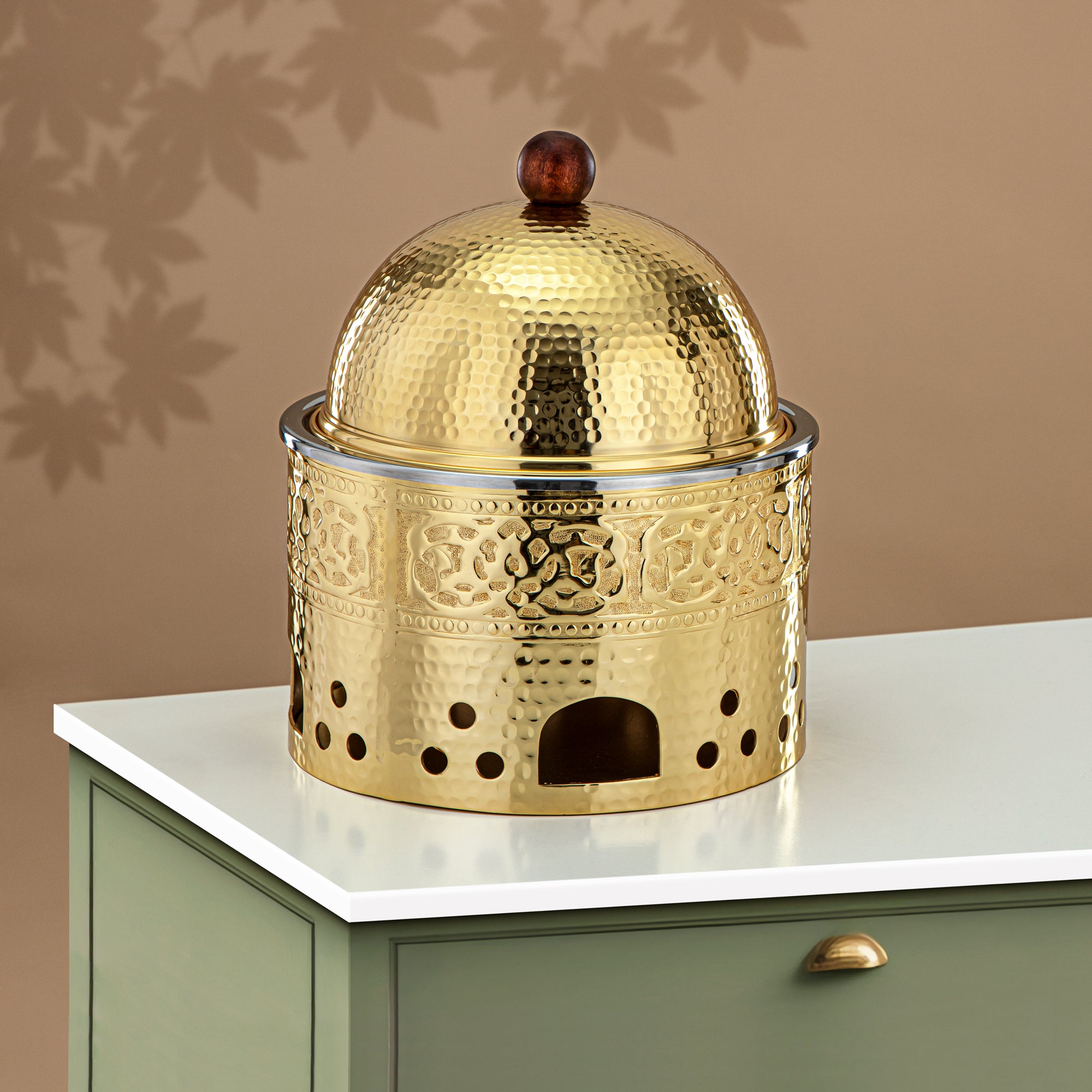 Almarjan Chafing Dish Stainless Steel, 25CM (2 Liters), Gold (MD-3042 B) - Stylish Serveware