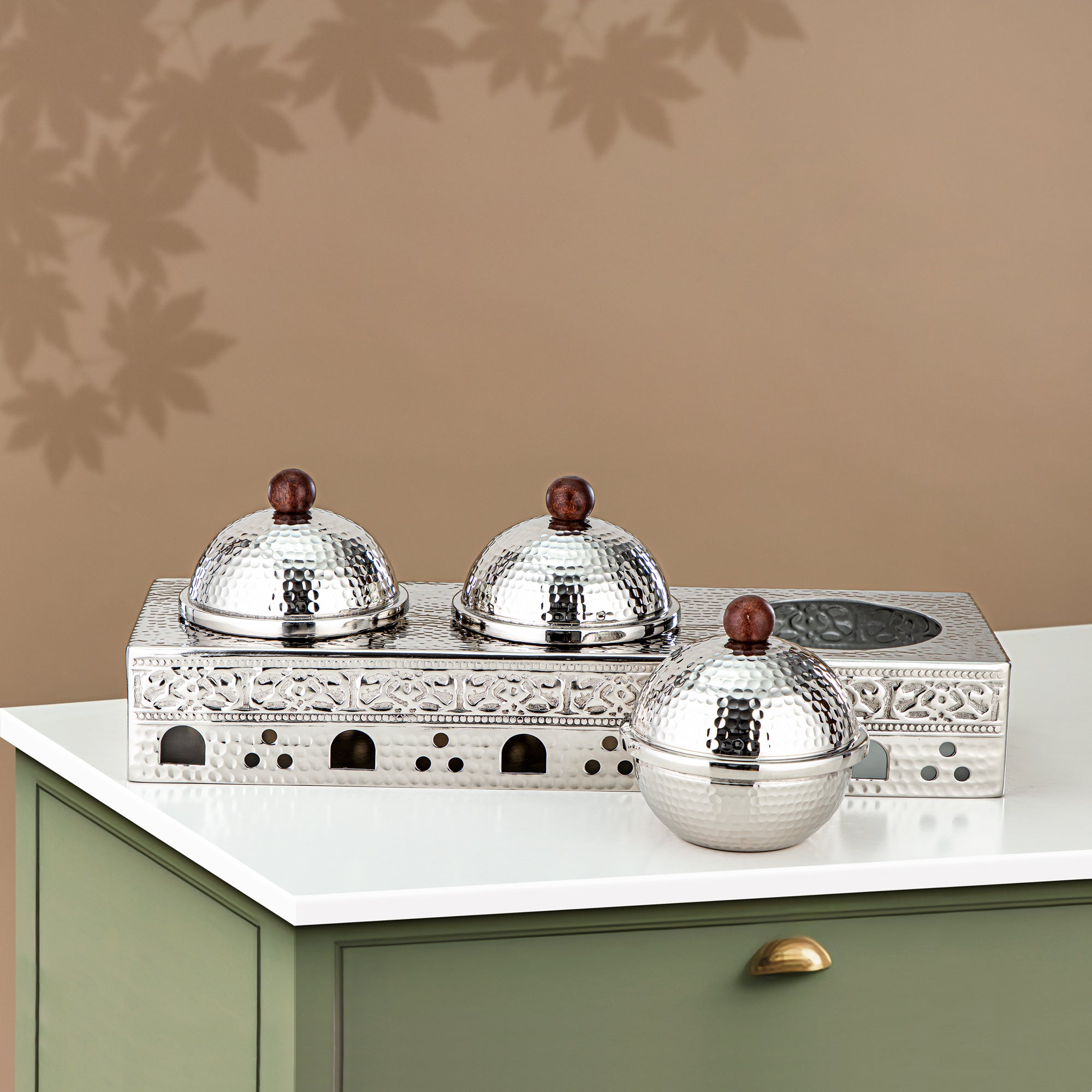 Almarjan Candy Set 3 Part Stainless Steel, Silver (MD-3049) - Stylish Serveware