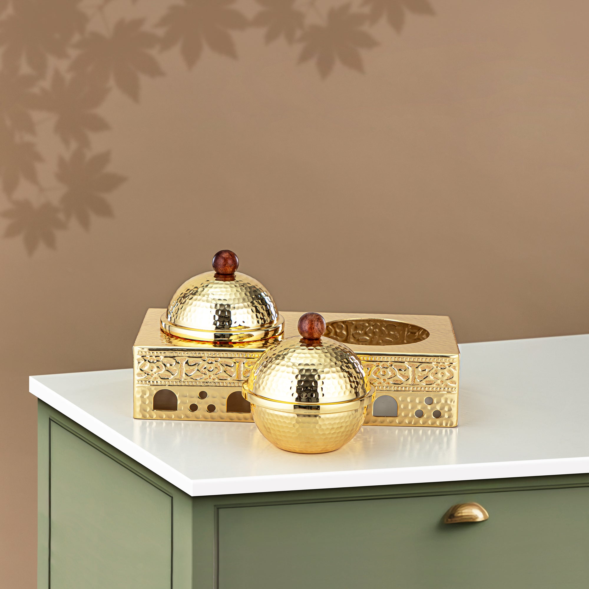 Almarjan Candy Set 2 Part Stainless Steel, Gold (MD-3052) - Stylish Serveware