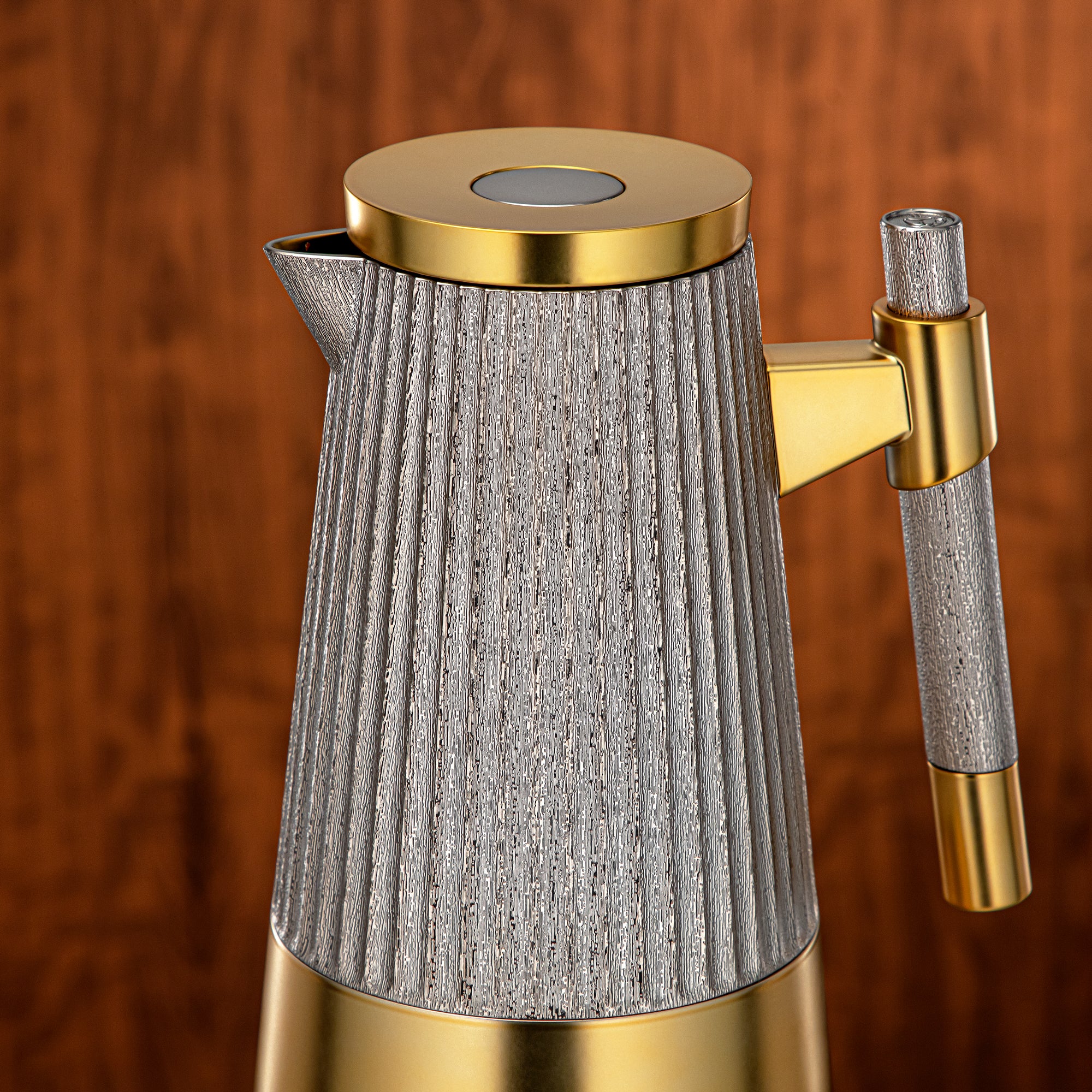 Almarjan Vacuum Flask Set 1L + 1L Matt Nickel & Matt Gold