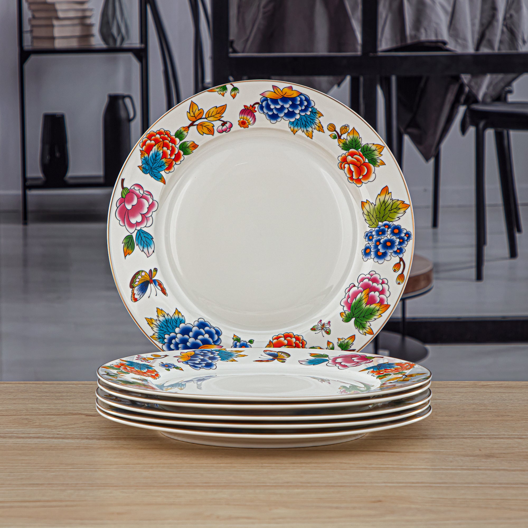 Almarjan 6 Pieces Fonon Collection 10.5 Inches Porcelain Dinner Plate Set - 2070