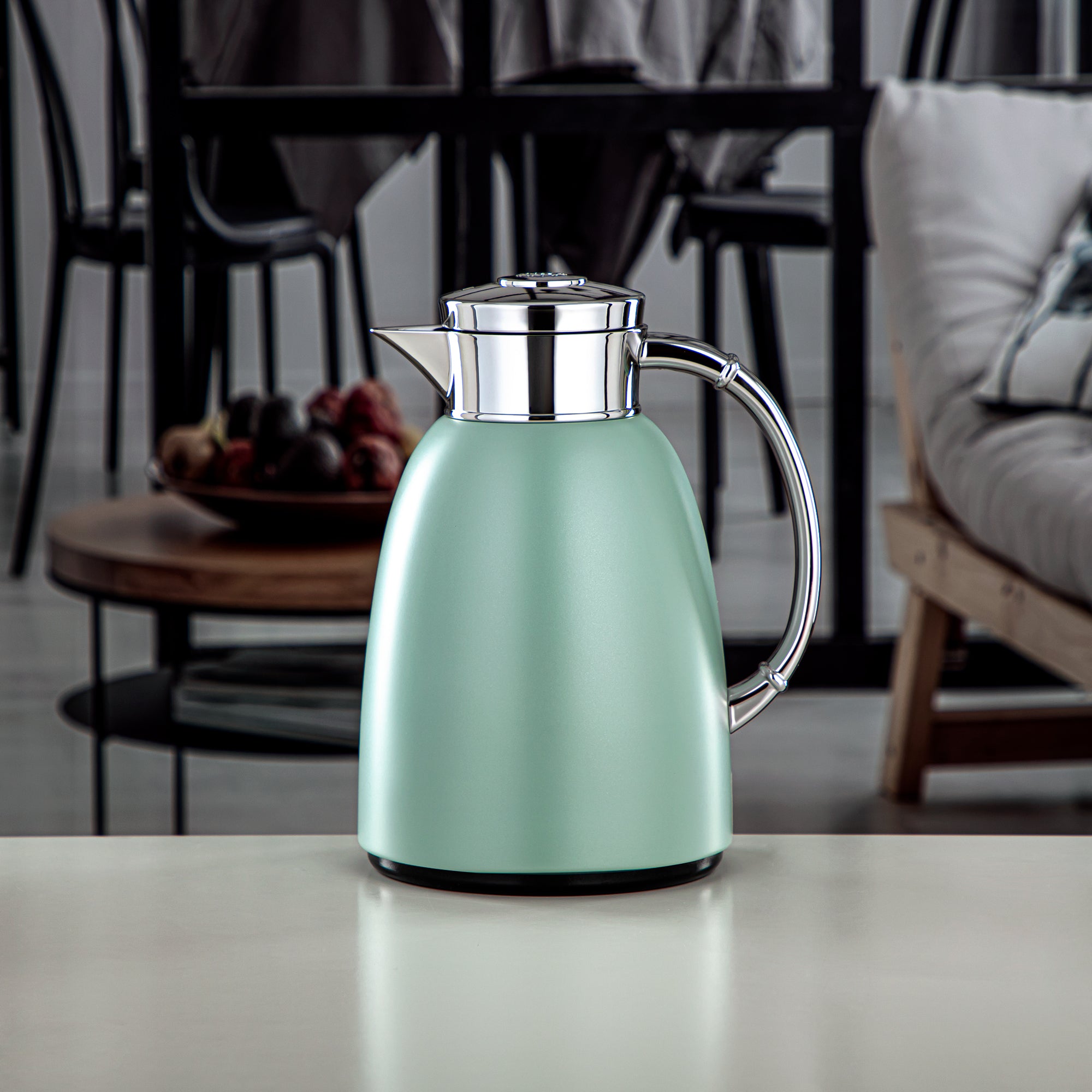 Almarjan Vacuum Flask 1.0L (QVC-1000Q405YZC) - Push Button, Light Green | Modern Serveware