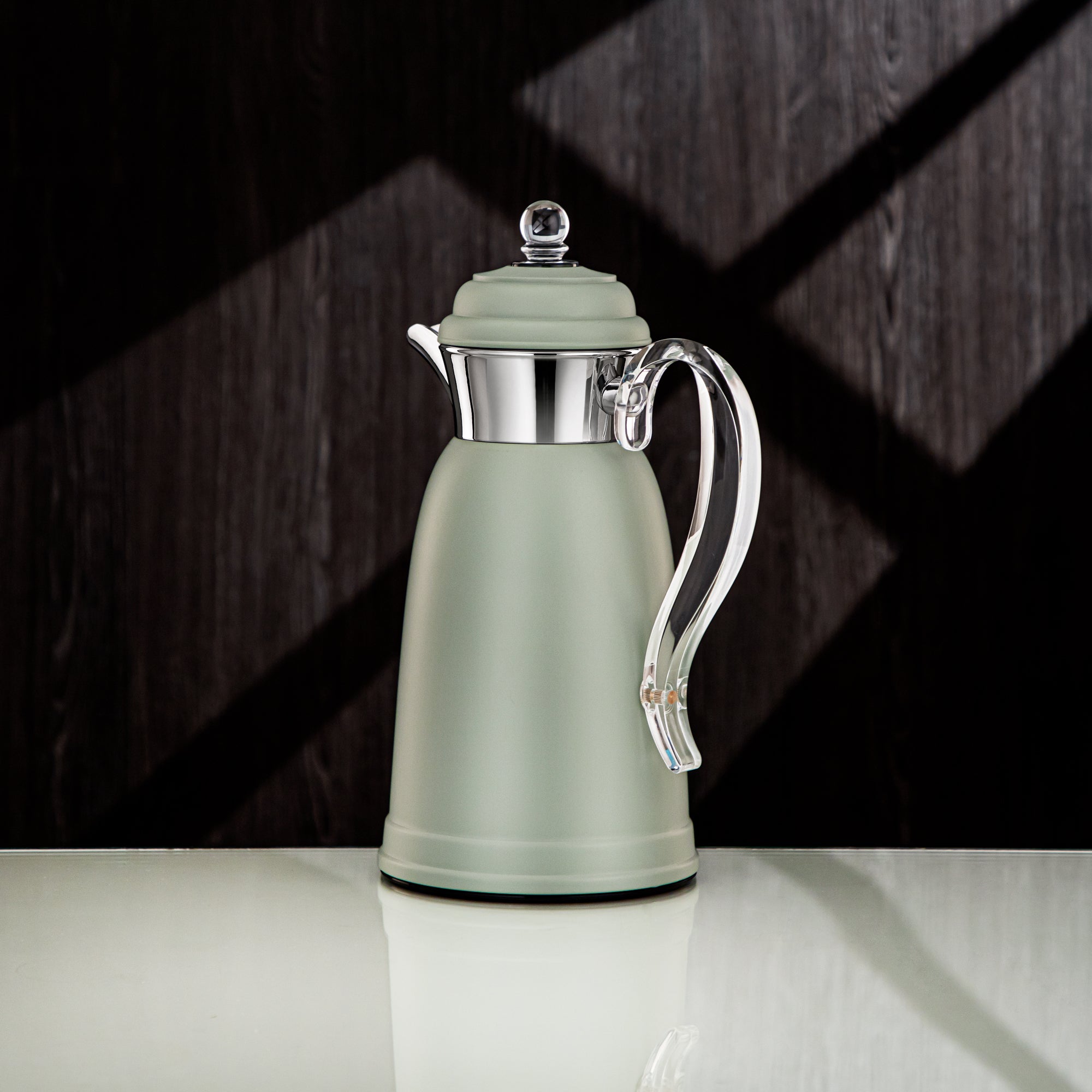 Almarjan Vacuum Flask Set - 0.7L & 1L, Green & Silver Finish, Metal (SM-2A29-070/100 GG/C) - Classic, Tea & Coffee