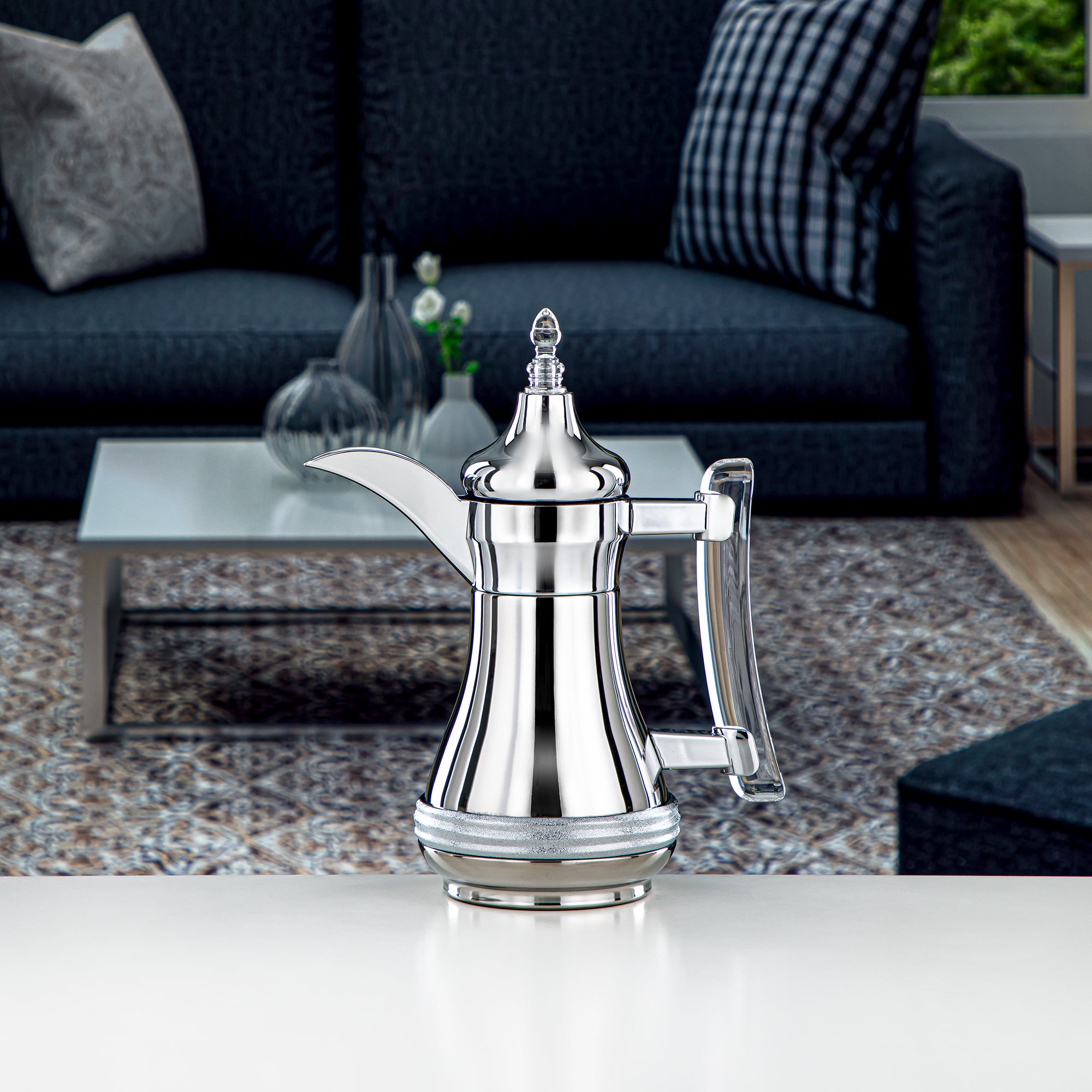 Almarjan 0.35 Liter Stainless Steel Vacuum Dallah Silver - SND-035CR-CLR