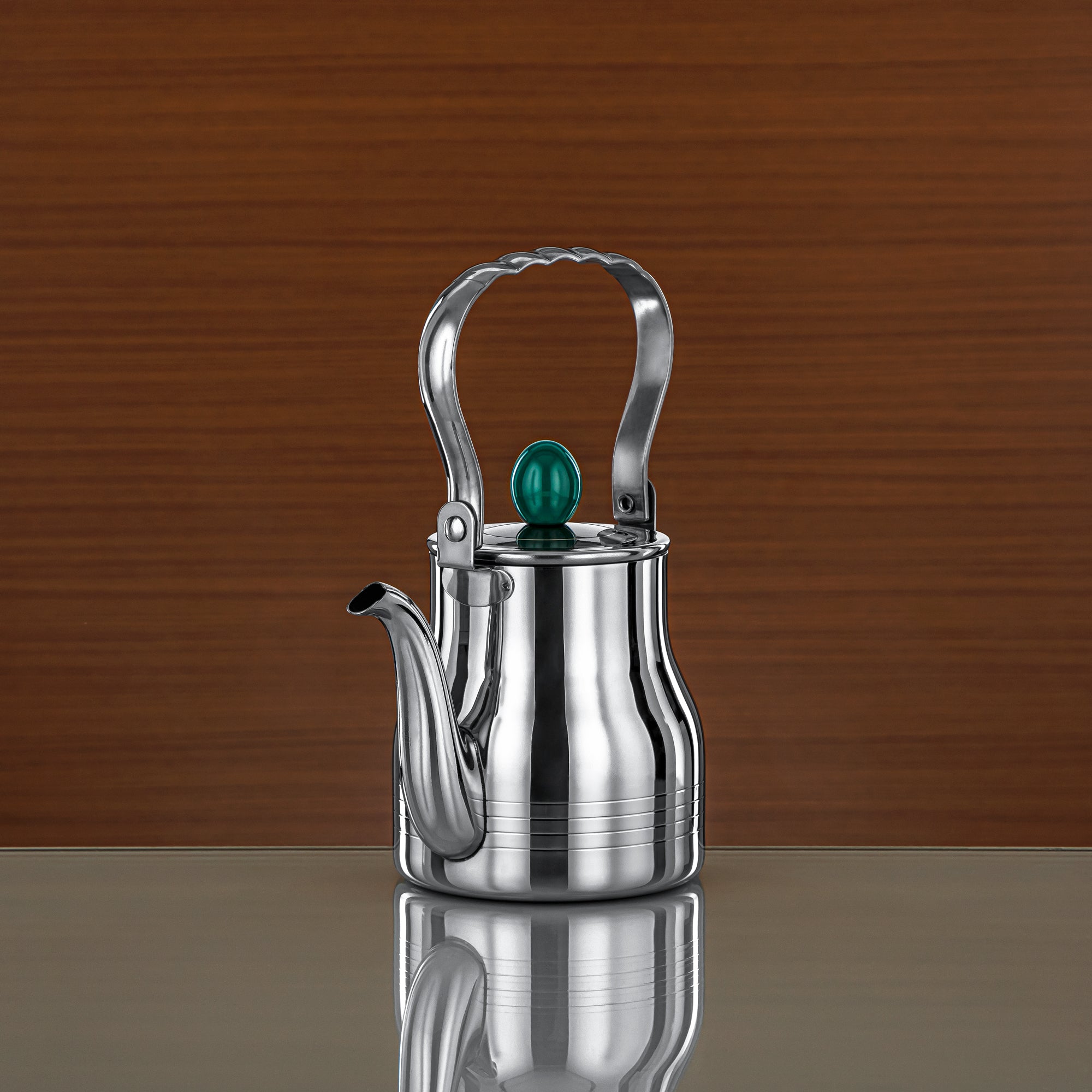 Almarjan 0.7 Liter Elegance Collection Stainless Steel Tea Kettle Silver & Green - STS0013141