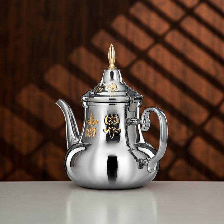 Almarjan 1.6 Liter Sahara Collection Stainless Steel Teapot Silver & Gold - STS0013184