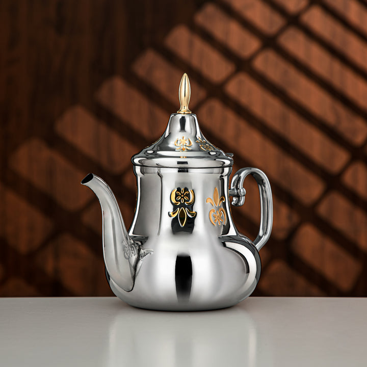 Almarjan 1.6 Liter Sahara Collection Stainless Steel Teapot Silver & Gold - STS0013184