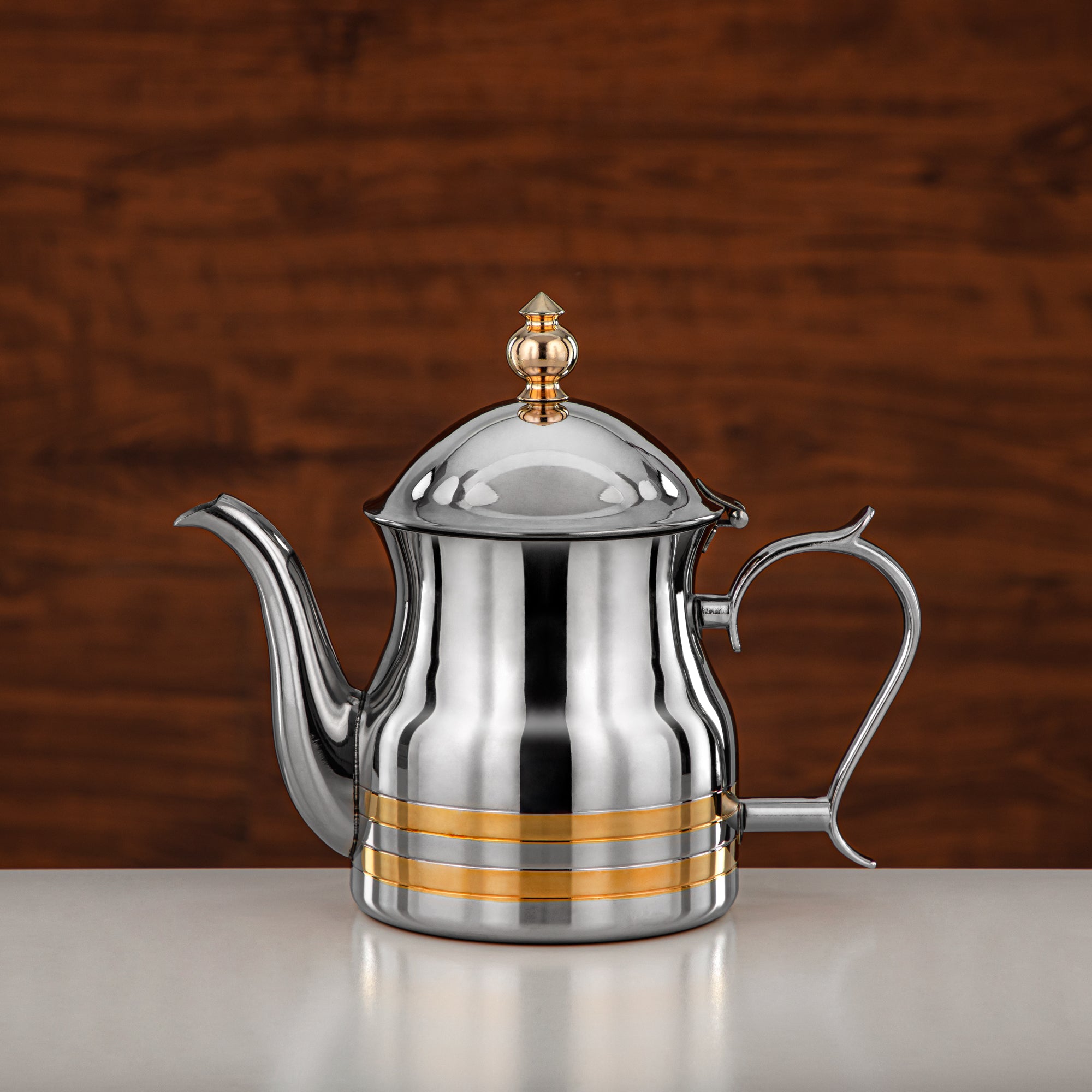 Almarjan Teapot 35oz Silver Gold – Elegance