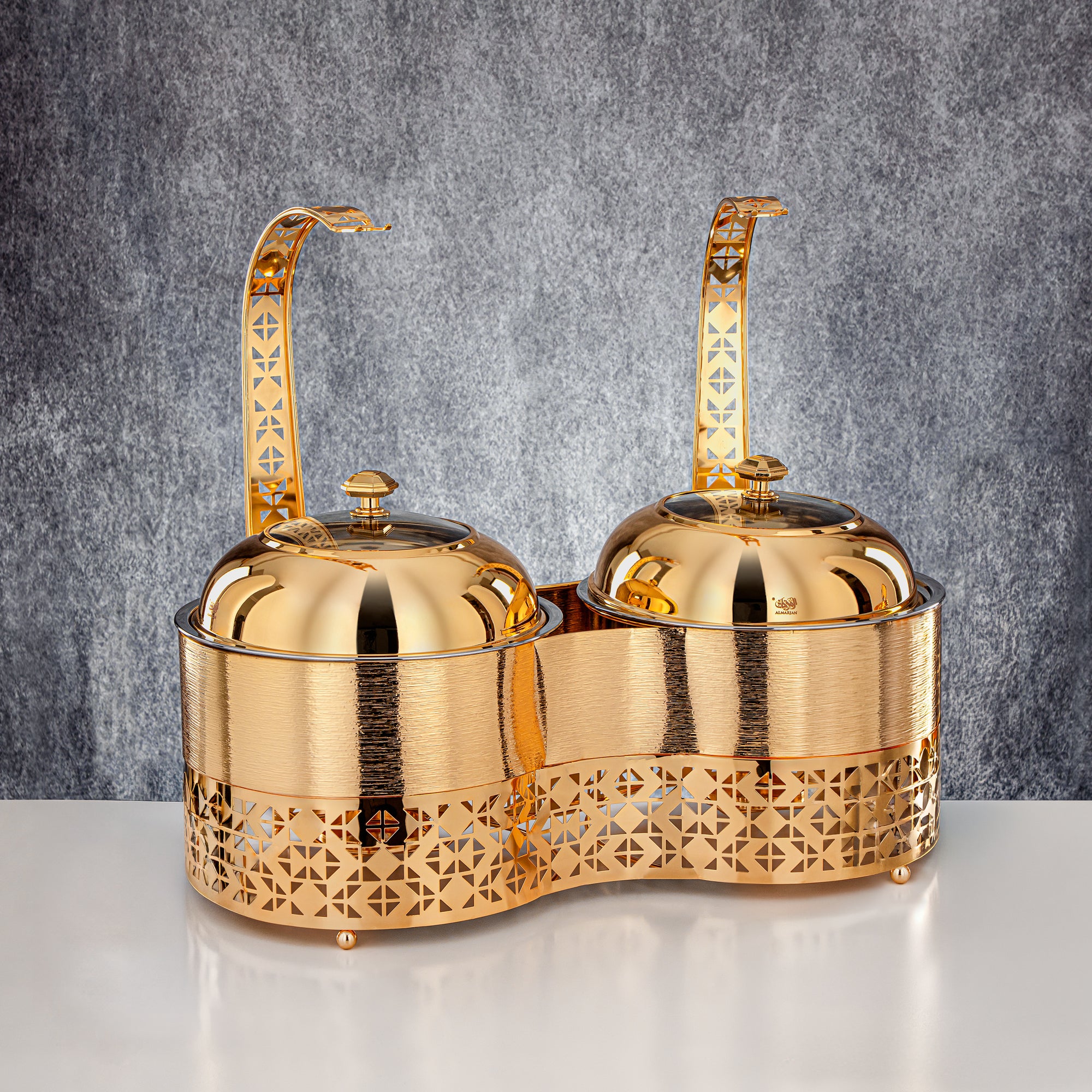المرقجان 3000 مل + 3000 مل طبق تسخين مزدوج ذهبي - STS0013347