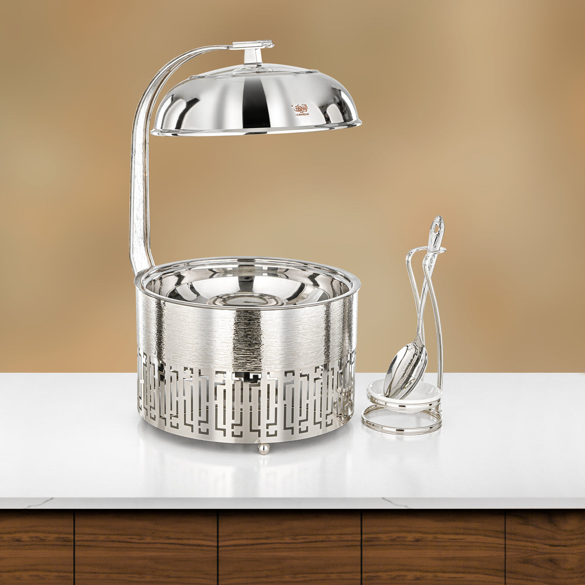 Almarjan 3 Lit Chafing Dish, Brushed Silver