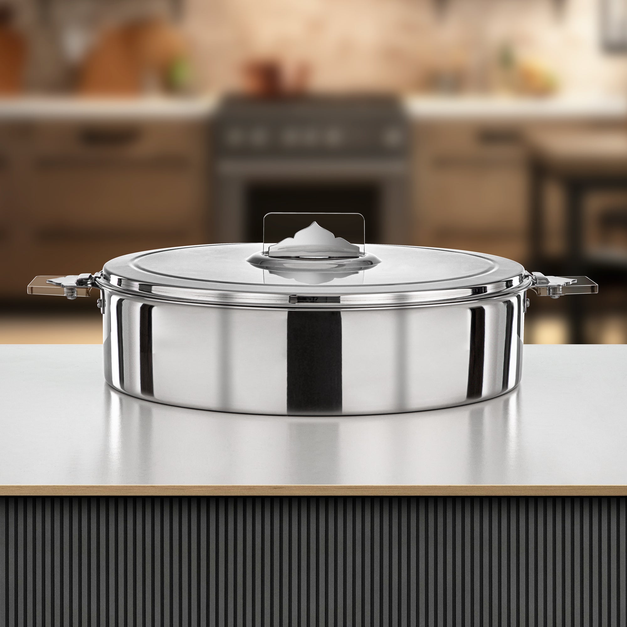 Almarjan Hot Pot Stainless Steel, 40CM (8500ML), Silver (H25P5) - Diana Collection