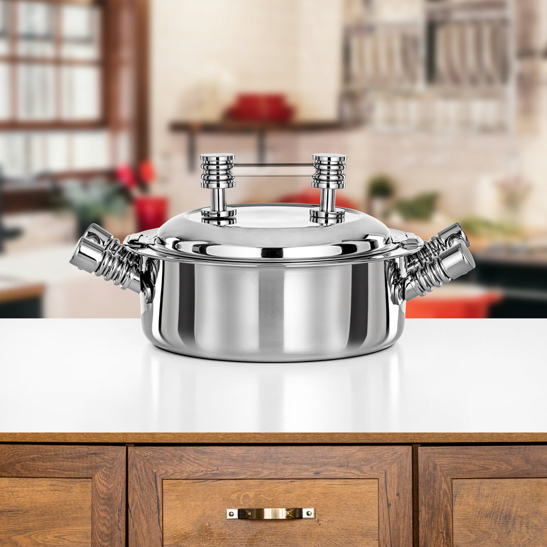 Almarjan Hot Pot Stainless Steel, Silver, Acrylic Handle 25CM (H25P12) - Areej Collection, Ramadan & Eid