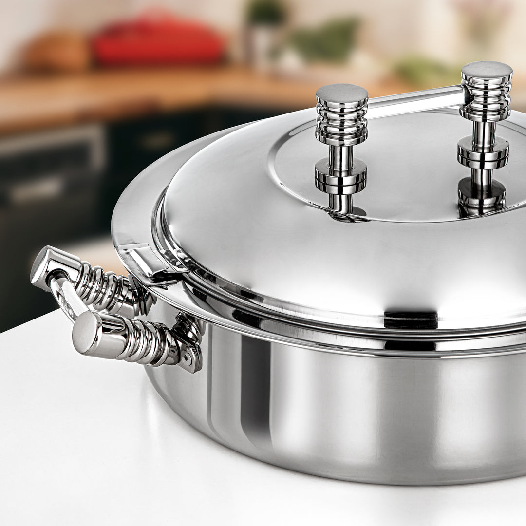 Almarjan Hot Pot Stainless Steel, Silver, Acrylic Handle 30CM (H25P12) - Areej Collection, Ramadan & Eid