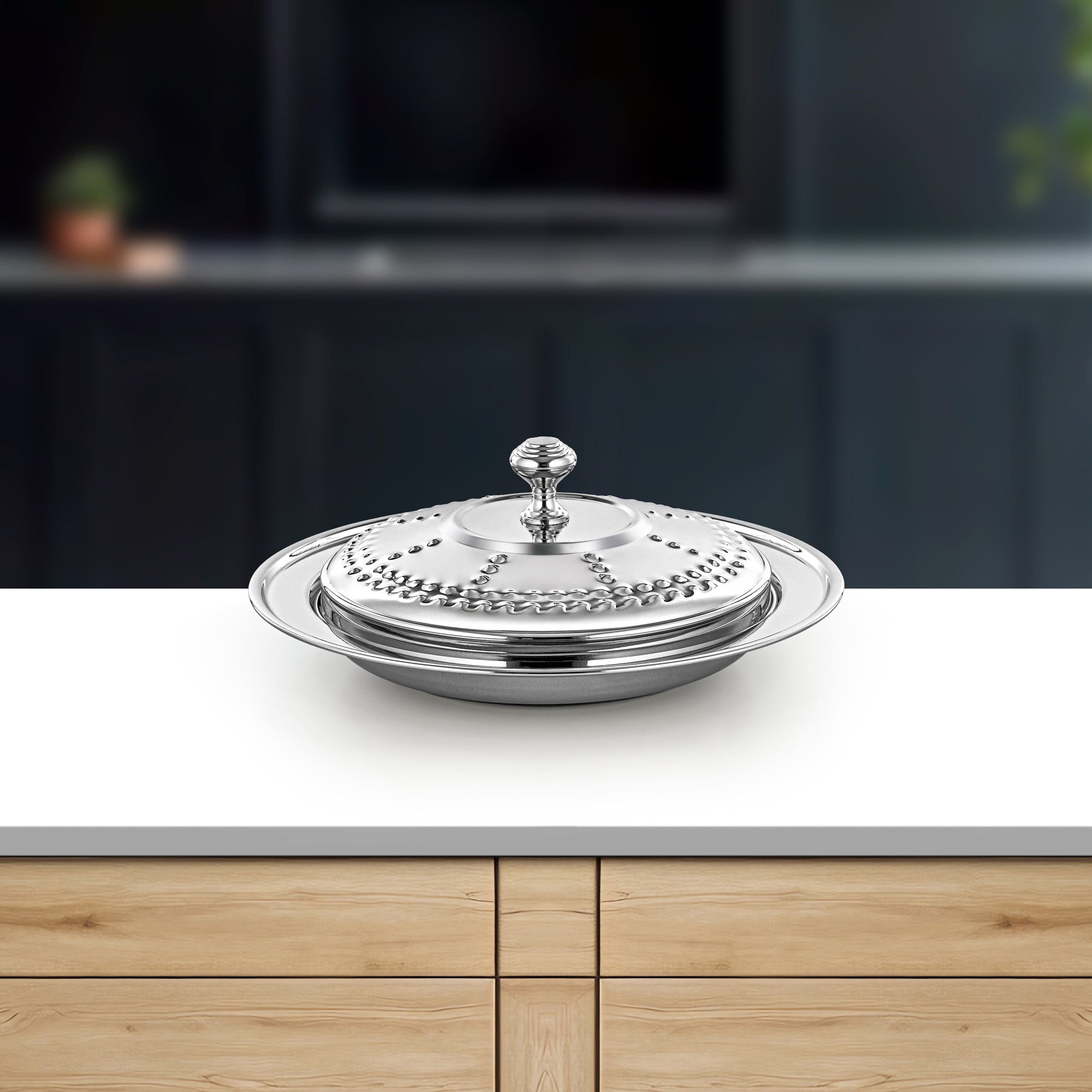 Almarjan Tray with Cover 30cm Silver