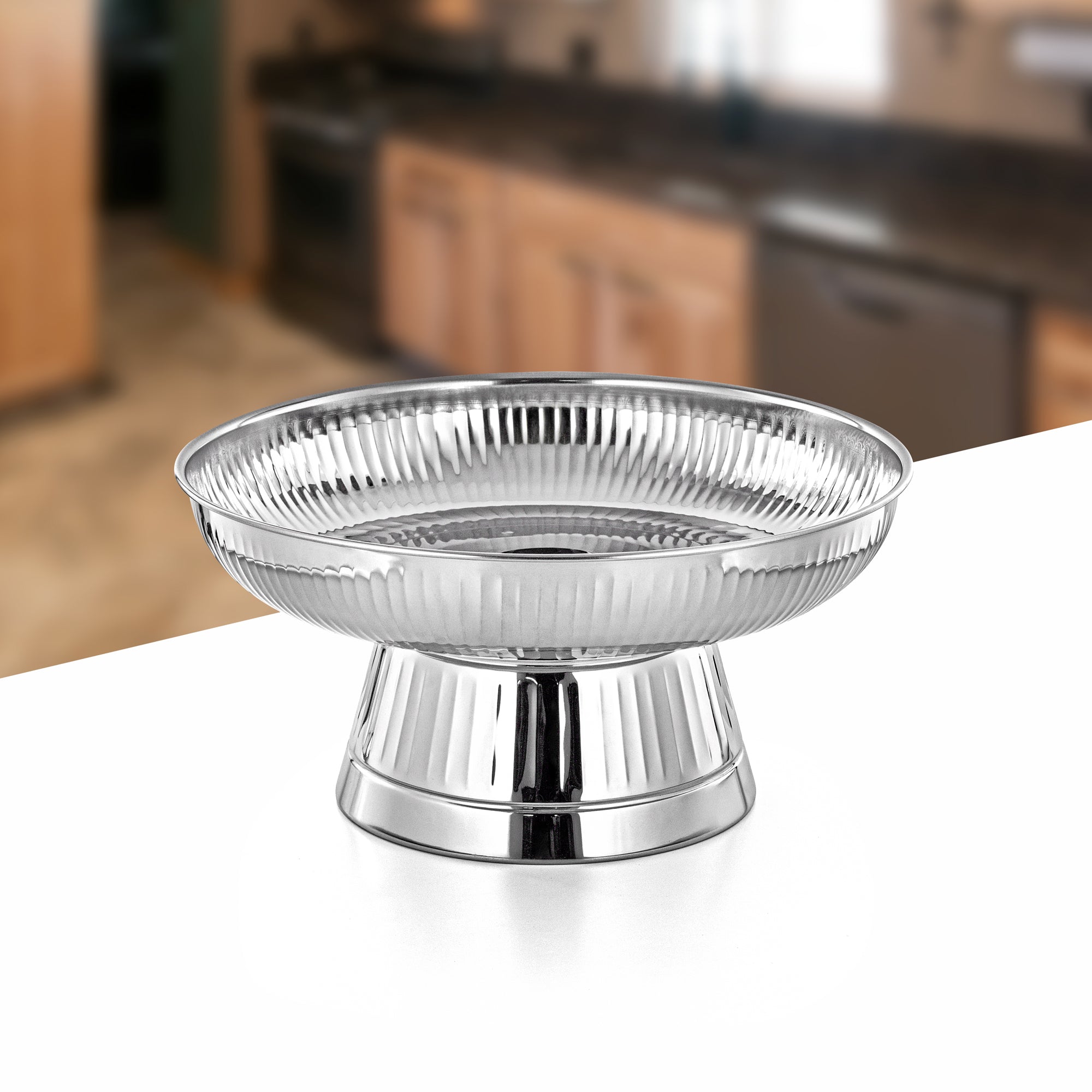 Almarjan Bread Tray with Stand 35cm Silver