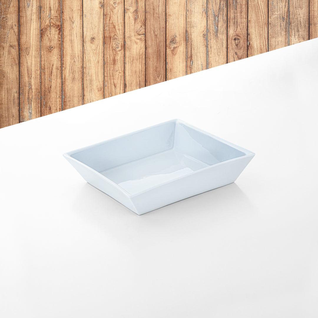 Almarjan Mirror Finish Square Serving Tray with Porcelain Bowl - 30CM, Made in Italy