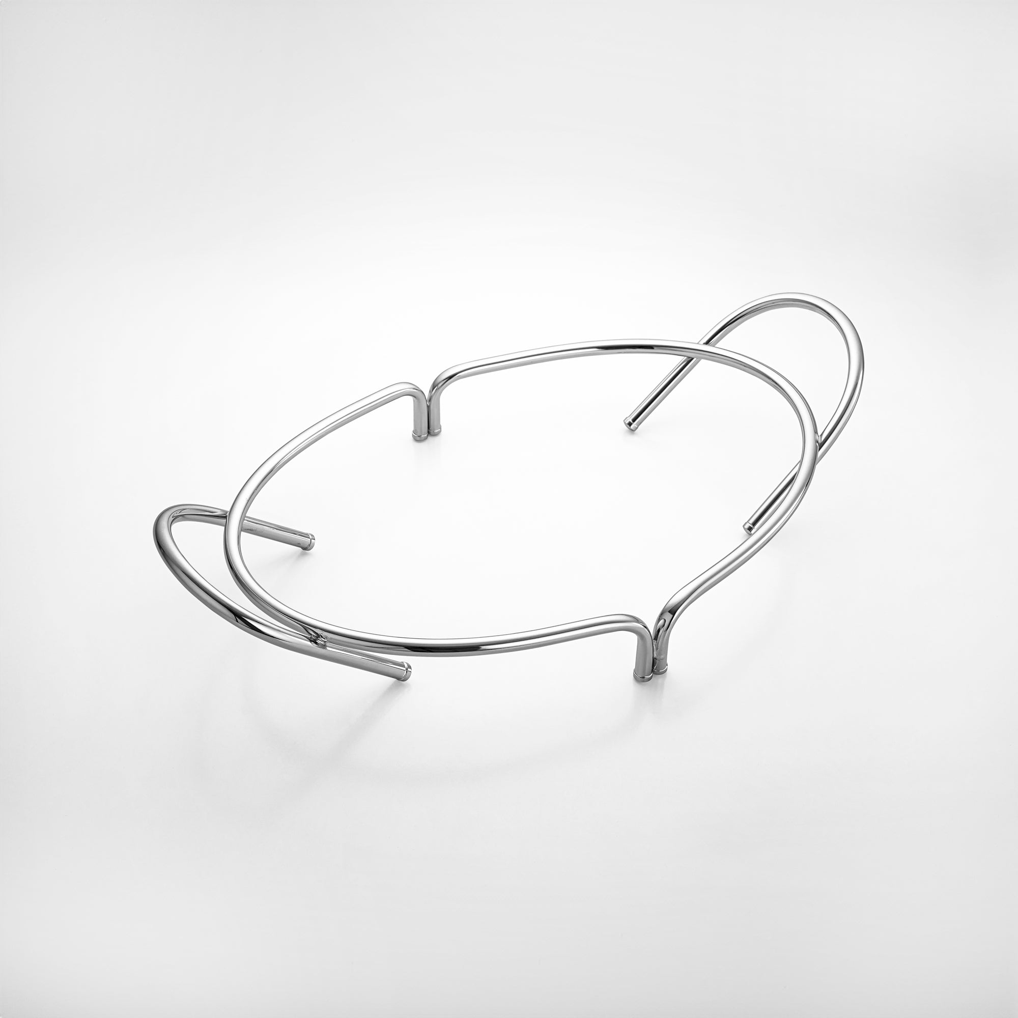 Almarjan Mirror Finish Oval Serving Tray with Porcelain Bowl - 45CM, Made in Italy