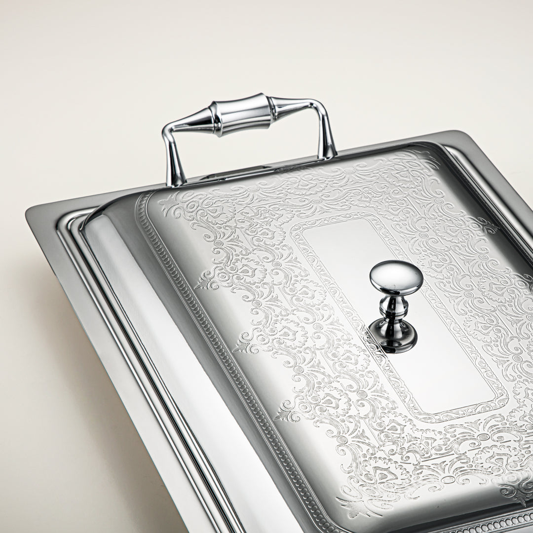 Almarjan 40 CM Teresa Collection Stainless Steel Rectangle Serving Tray With Cover Silver - STS2051230