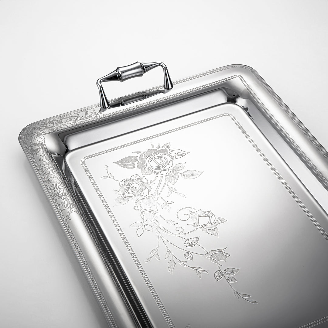 Almarjan 50 CM Lea Collection Stainless Steel Serving Tray Silver - STS2051268