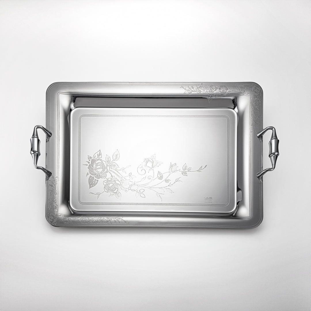 Almarjan 50 CM Lea Collection Stainless Steel Serving Tray Silver - STS2051268