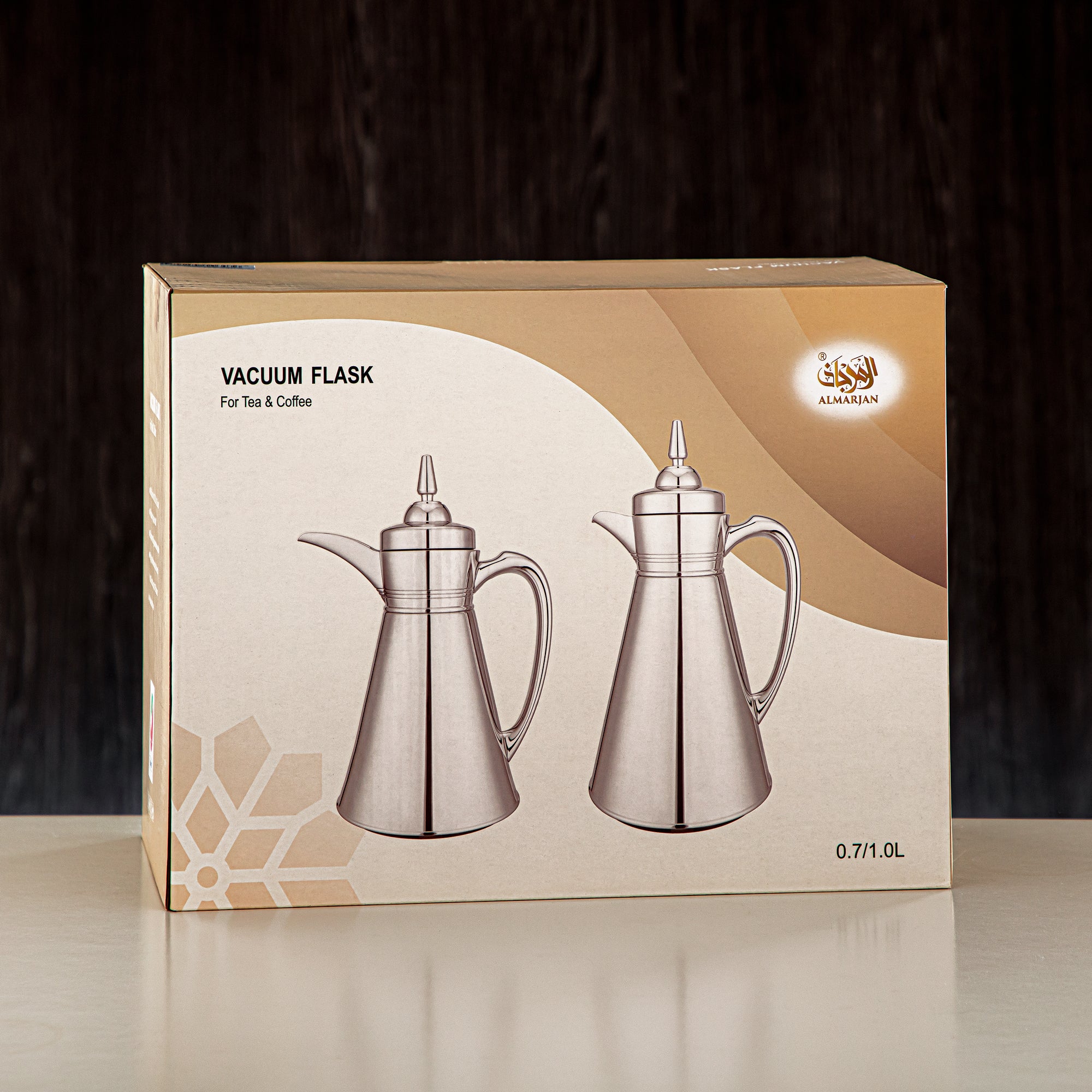 Almarjan Vacuum Flask Set, 0.7L + 1L, Gold (UBC-A0700/B1000 C95) - Ramadan Serveware