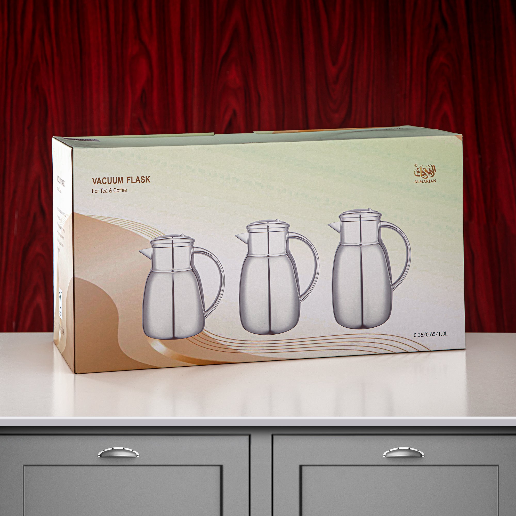 Almarjan Vacuum Flask Set, 0.35L + 0.65L + 1L, Silver (ULC-0350/0650/1000 C) - For Every Occasion