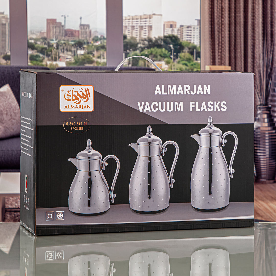 Almarjan 3 Pieces Vacuum Flask Set Silver & Gold - VAF0010342