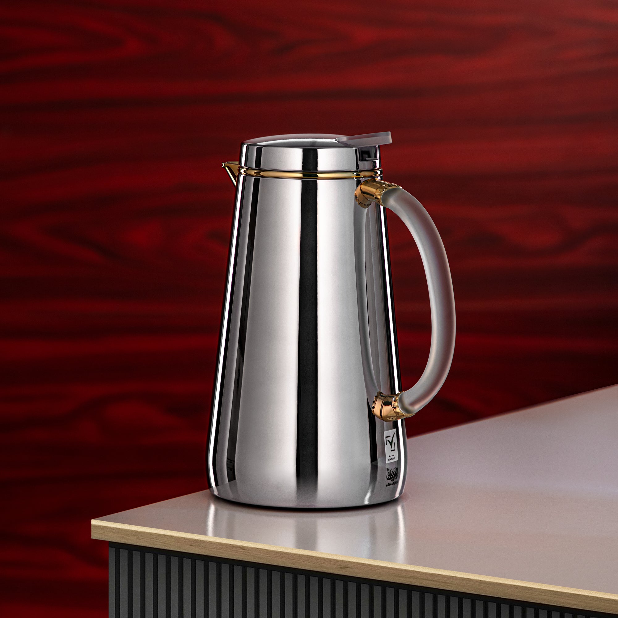 تيرمس المرجان معدن 0.7 لتر فضي مع صنبور ذهبي ومقبض فروست (VOP-700 CC95Y15) – تقديم أنيق | رمضان و التجمعات