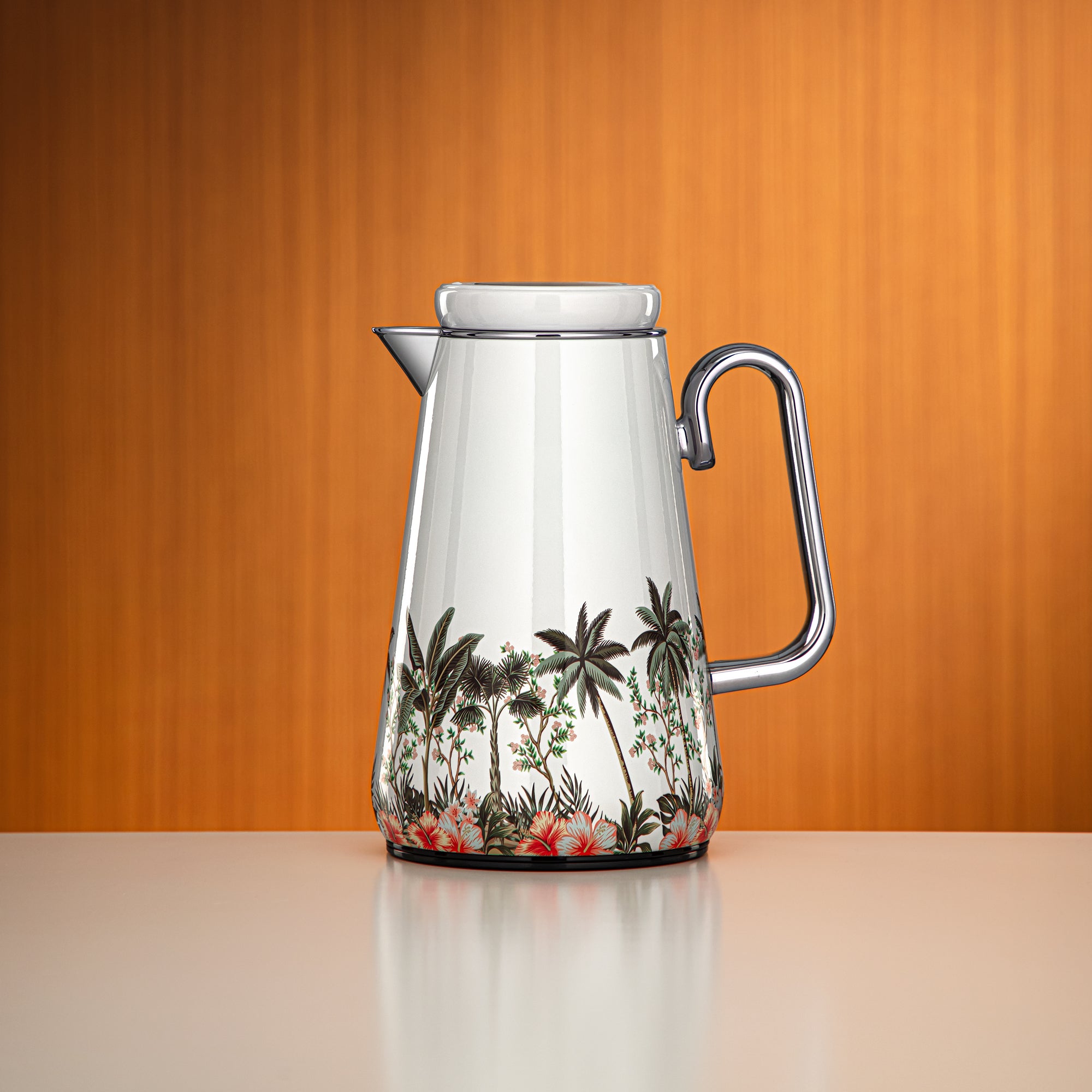 Almarjan Vacuum Flask 0.7L Floral & Silver