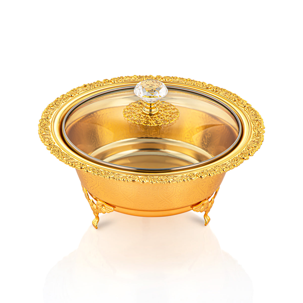 Almarjan 20 CM Date Bowl With Glass Cover Gold - 851-28 FGA