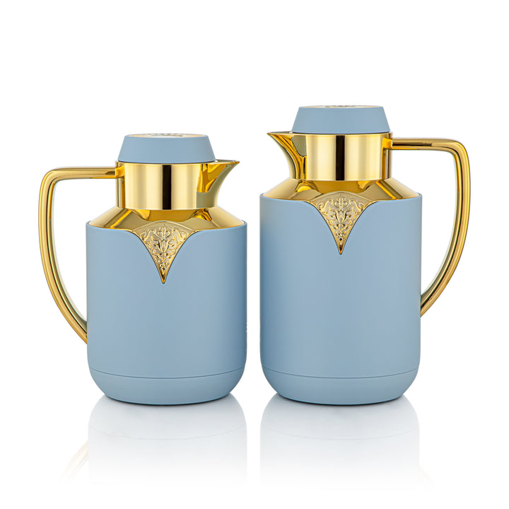 Almarjan 2 Pieces Vacuum Flask Set Light Blue & Gold - FG201-070/100 HB/G