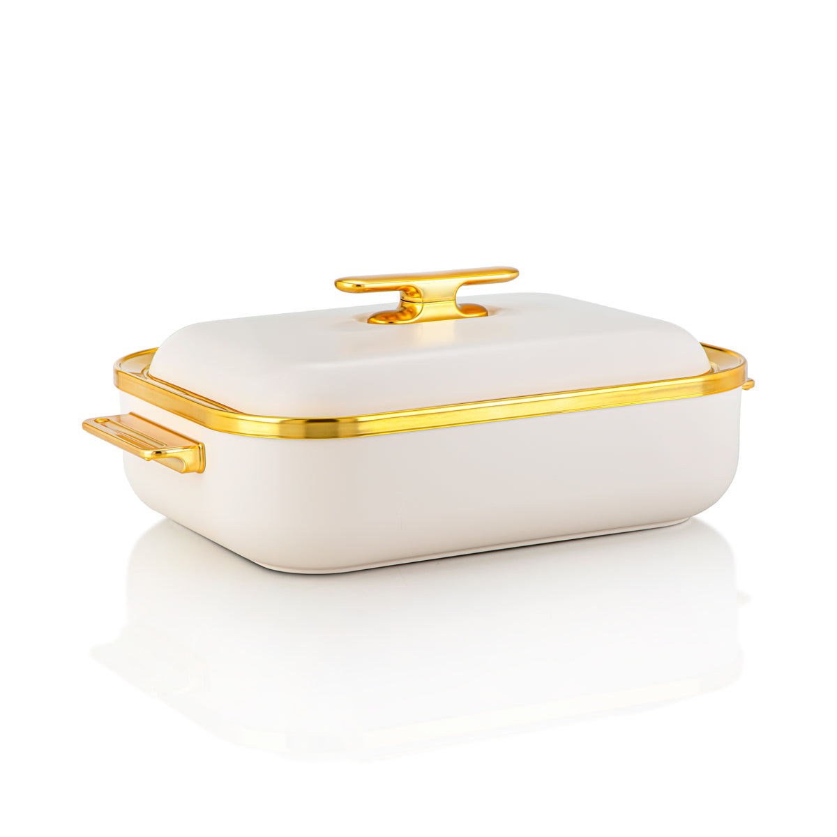 Almarjan 3 Liter Rectangle Plastic Hot Pot Beige & Gold - HP03-300 Beige Gold