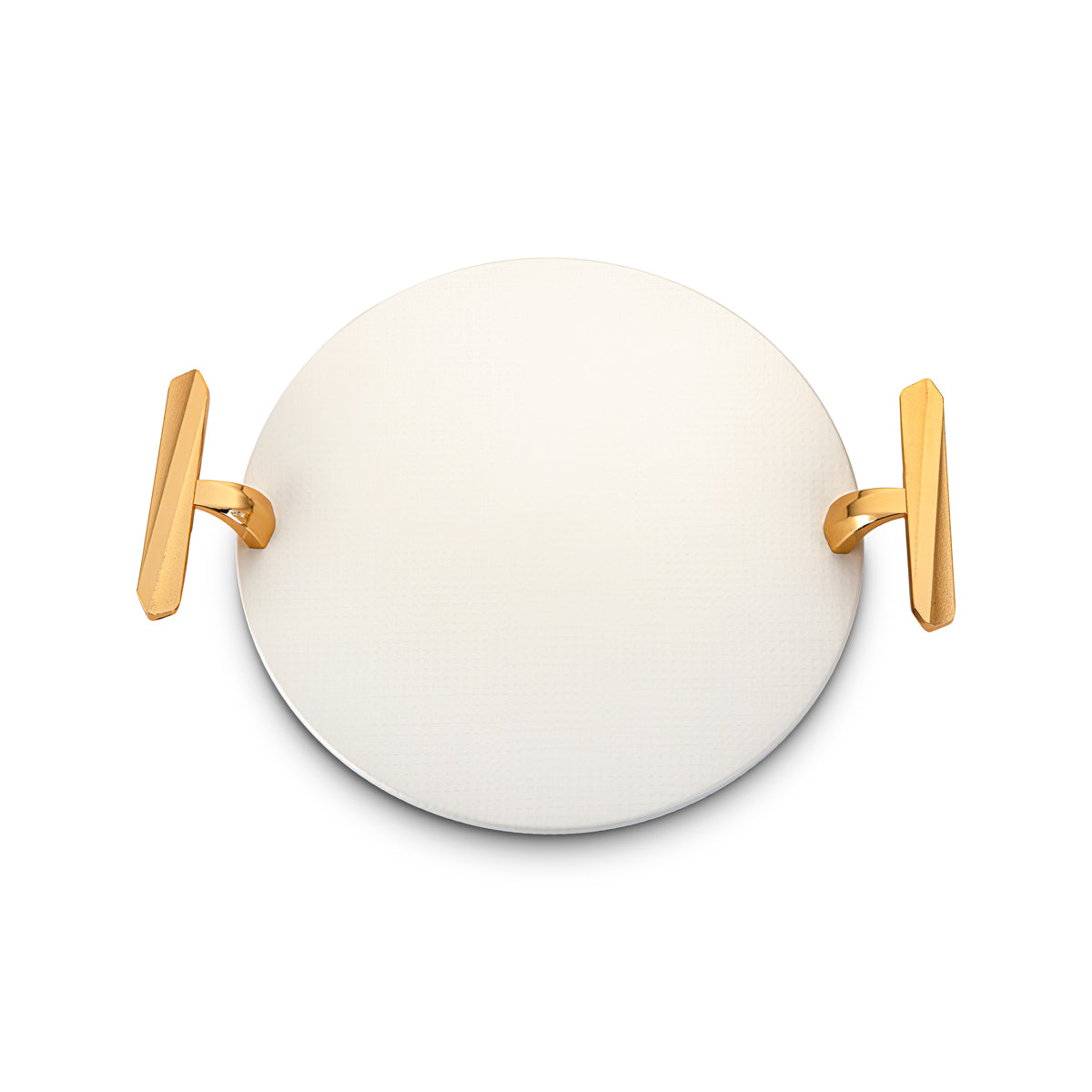 Almarjan 28 CM Round Serving Tray White & Gold HT210725