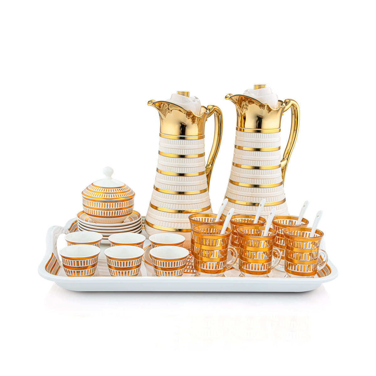 Almarjan 29 Pieces Tea Set Ivory & Gold - KL-IVYG